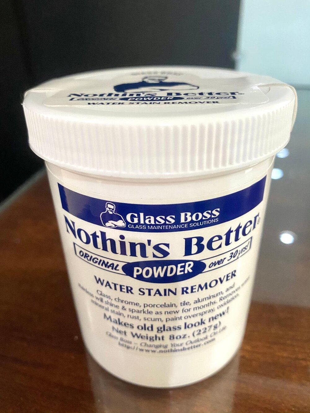 8oz Glass Boss Nothin's Better Original Water Stain Remover Powder