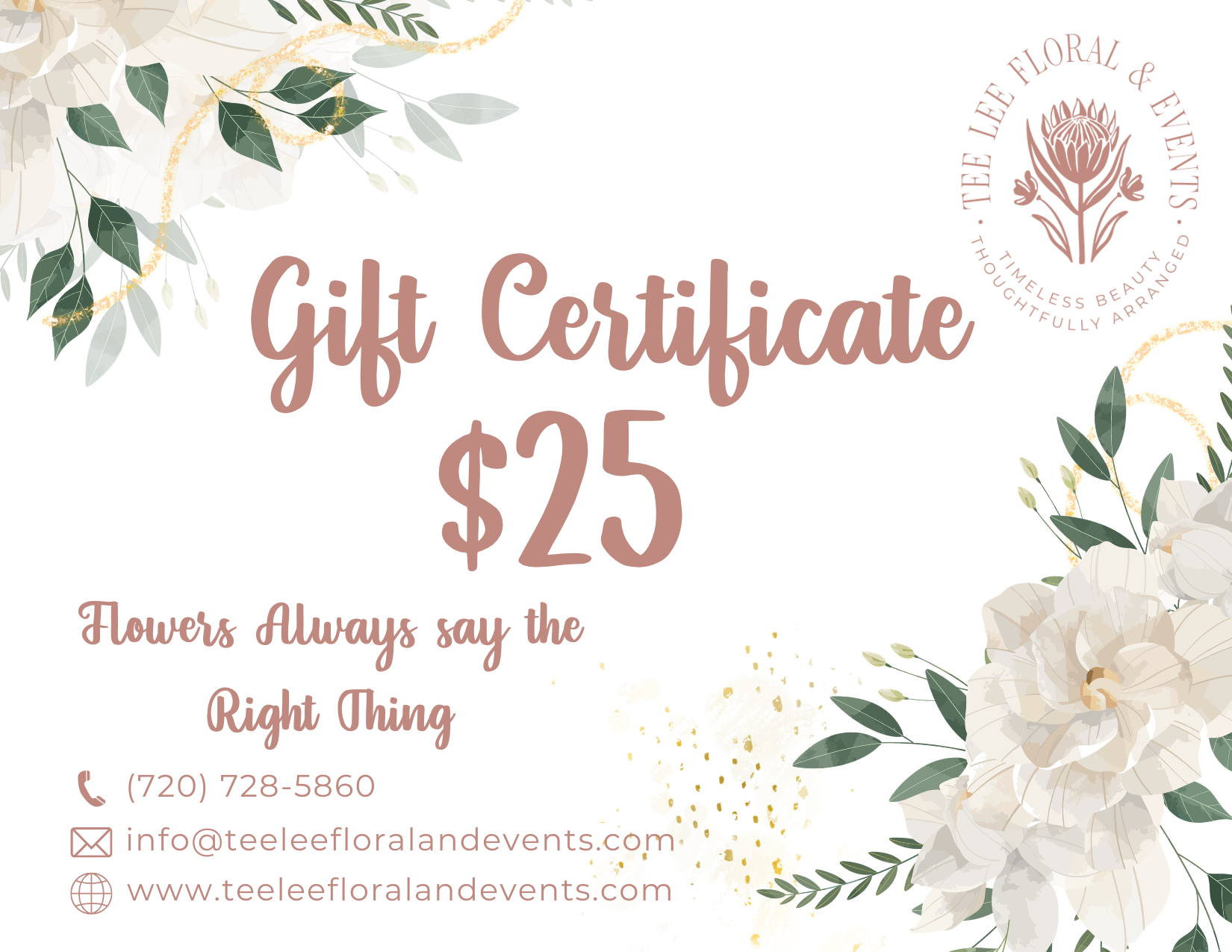 $25 Floral Gift Certificate - TeeLee Flowers and Events.png
