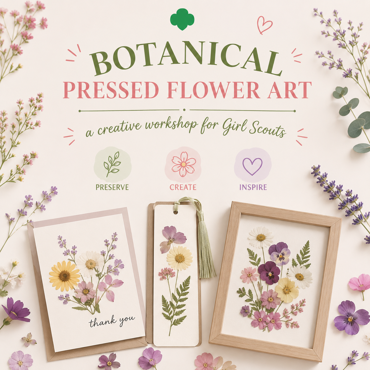 Pressed Flower Art: Girl Scout Flower Art Workshop