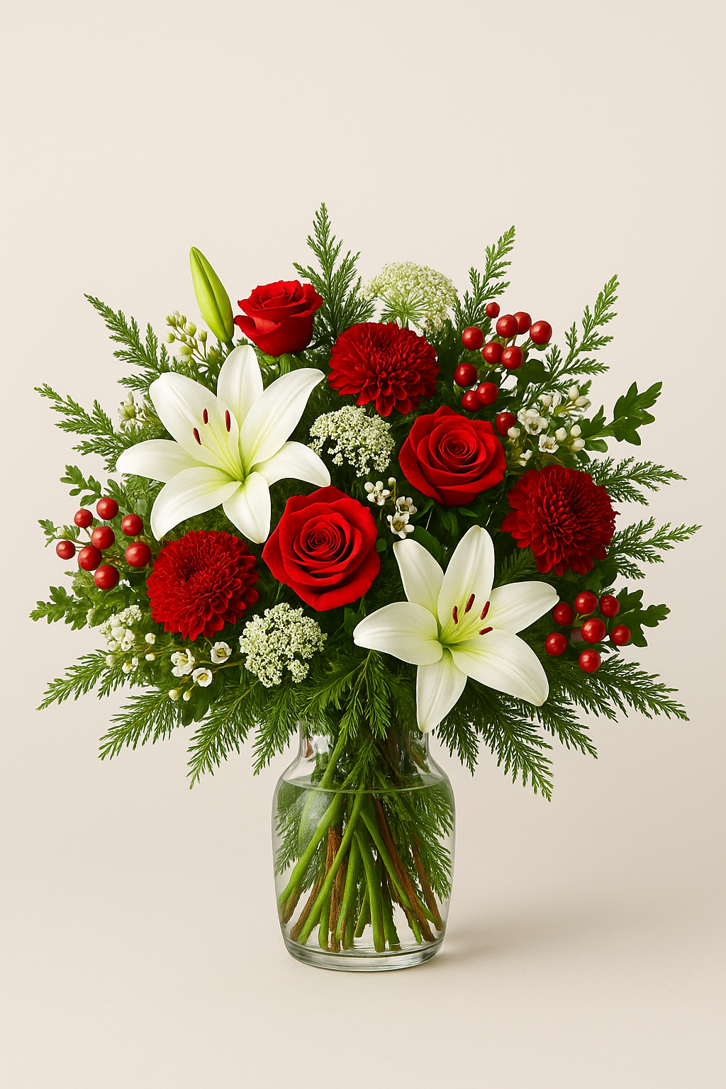 Red and White Christamas Holiday Centerpeices floral arrangements.png