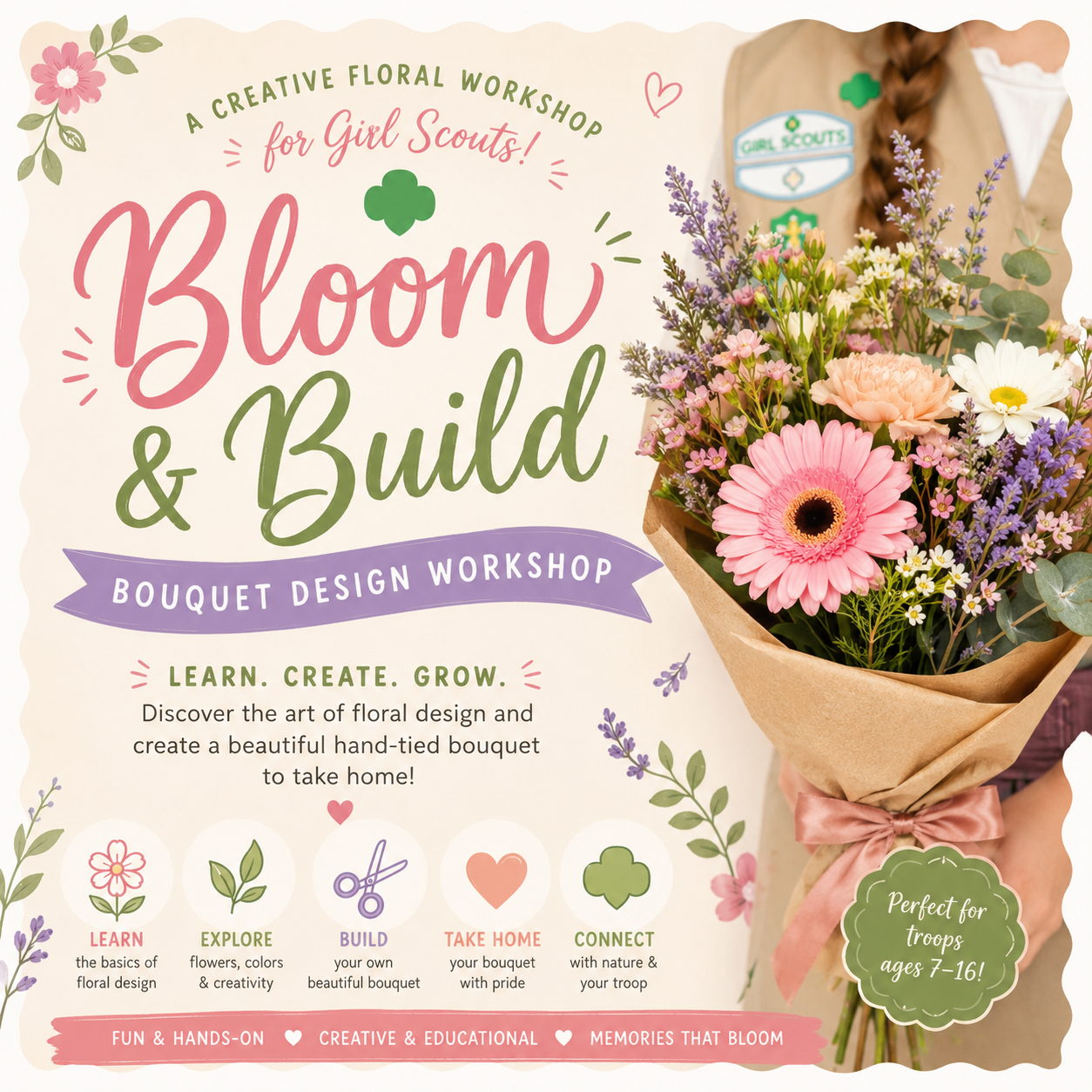 Bloom and Build: Girl Scout Bouquet Design Workshop