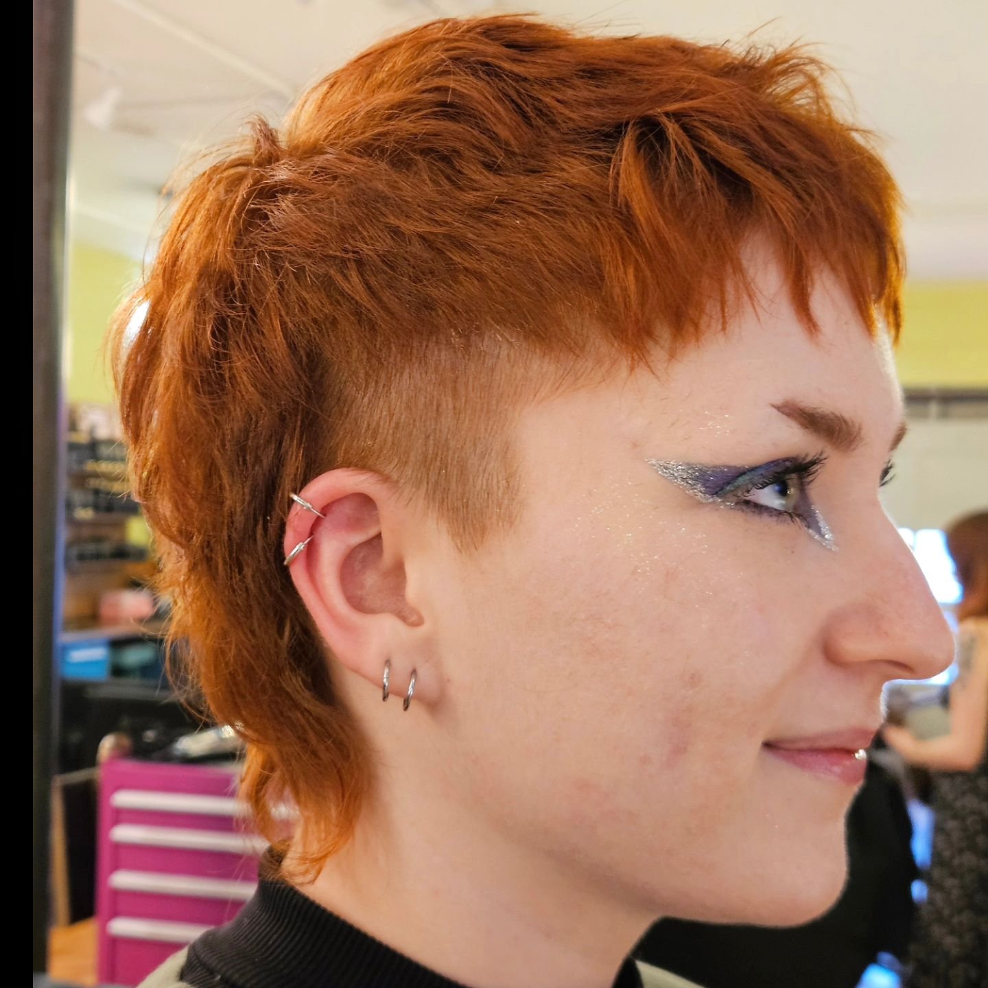 Maggie's (they/them) baby mullet with the cute wispy pieces needed another post ✂️ 

#lexingtonkysalon #lgbtqhairstylist #lexingtonkyhairstylist #mullet #babymullet #piecybangs