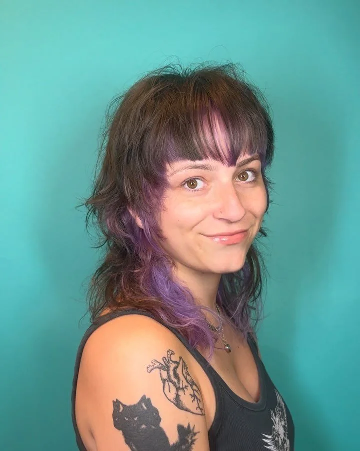 the CUTEST little purple halo &amp; mullet combo on such a cute gal 💜 i guess purple has been my color here lately?! keep em coming 💪🏻 #lexingtonkentucky #lexhairstylist #hairstylist #hairinspo