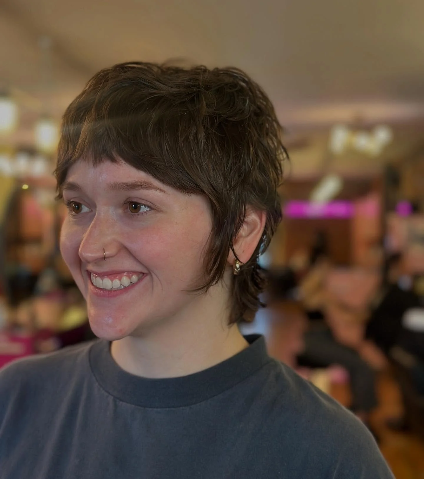 finally got around to posting this CUTEEEEEE lil cut🤭🤭 i love it sm. more like this please!! 
-
-
-
-
-
-
-
-
-
-
-
-
-
-
-
#pixiecut #bixie #altsylist #althair #lgbt #hairstylist #kyhair #lexkysalon #lexkyhair #kysalon #shag #mullet #blowout #shar