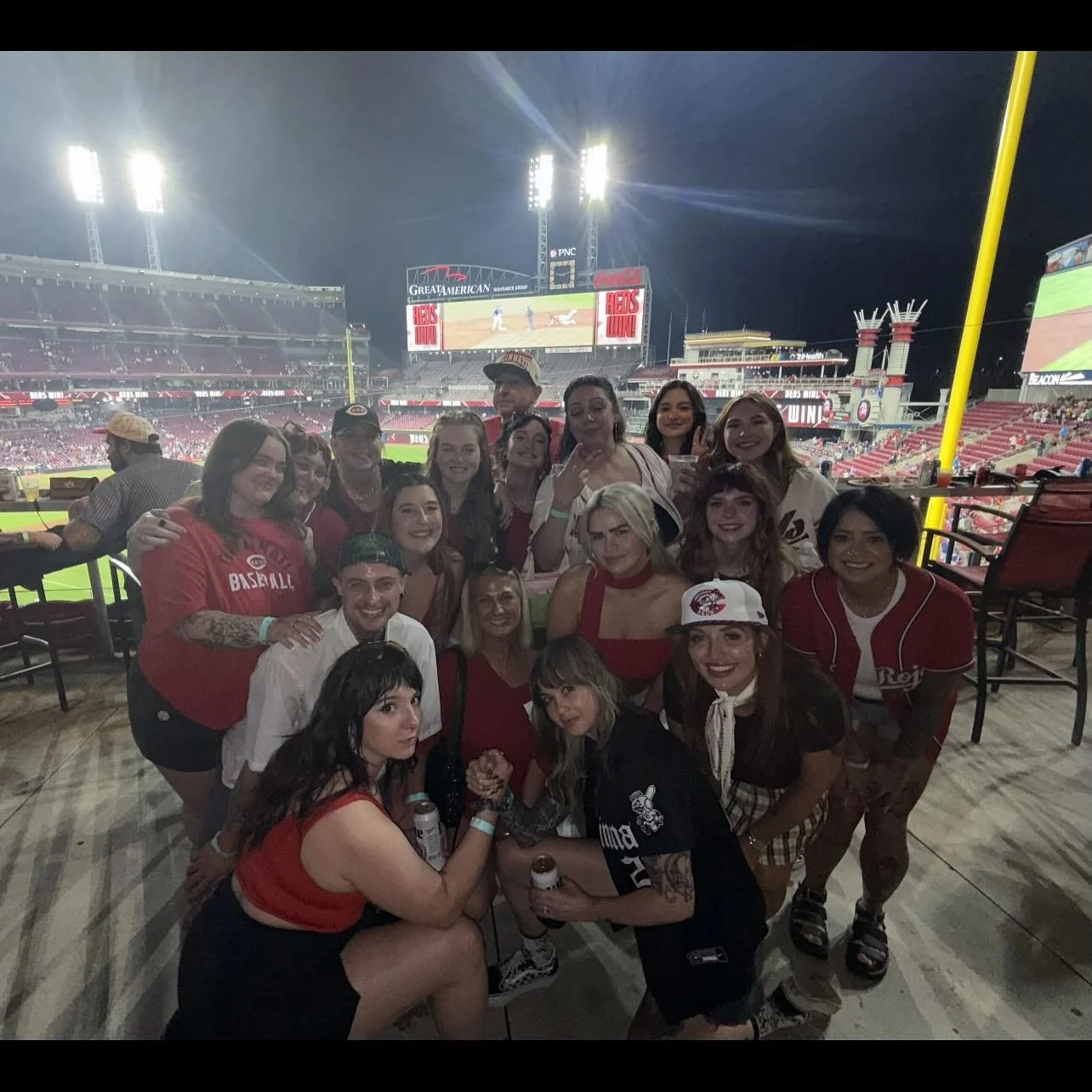 What an amazing night with the ChaChas crew at the Reds game❤️ so lucky to work for the best people🔥