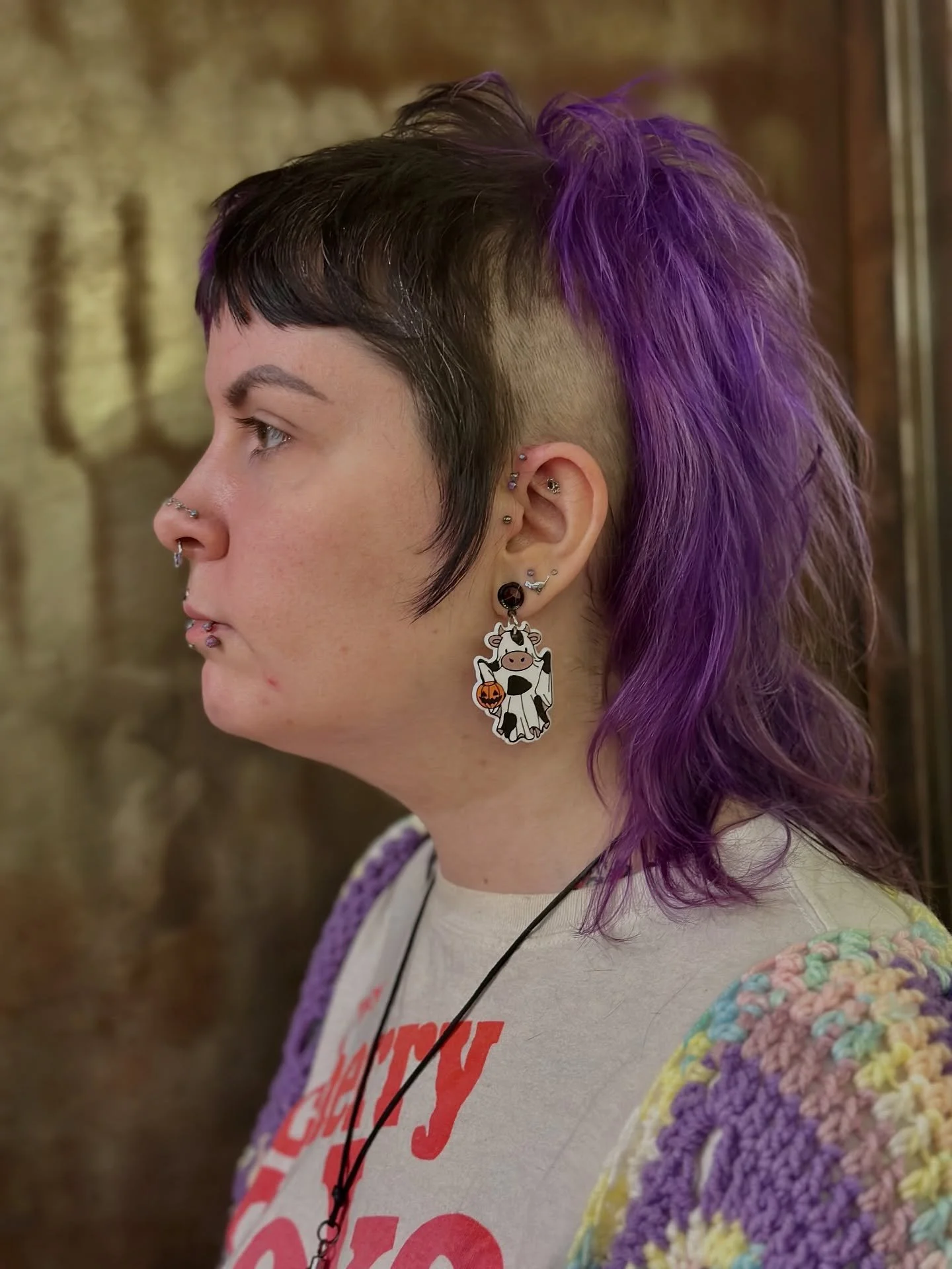 I love checkerboard hair let&rsquo;s do more. 
Colored with @pulpriothair + Cut with @jataifeather 💜

#mullet #purplehair #checkerboardhair #razorhaircut #althair