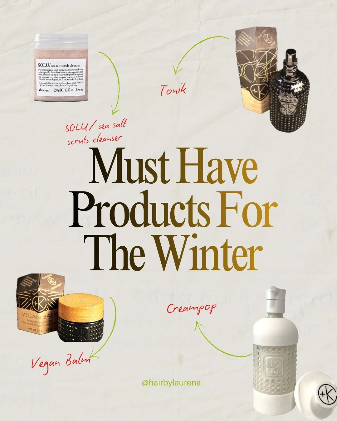 Moving into the winter everything gets so DRY. These are my must have products to keep my hair, scalp, and skin moisturized. (In the order I use them. 🤍) These products are all available in the salon, make sure to snag em at your next appointment. 
