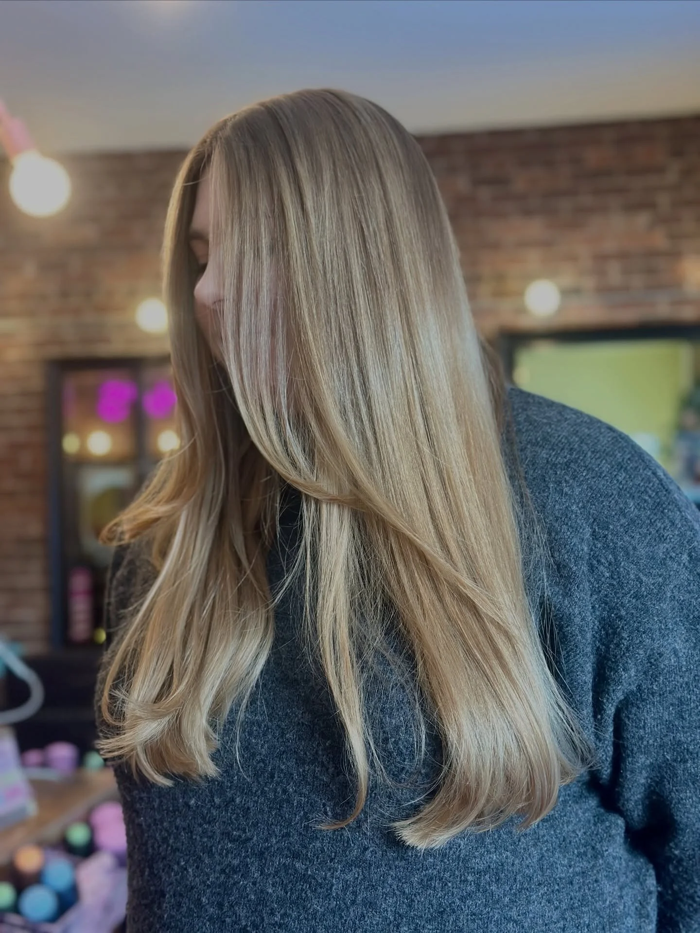 Haven&rsquo;t posted a blonde without a funky little color block or alt haircut in literally probably over a year, but my first love behind the chair was COLOR CORRECTIONS. So badly wish I took a before picture. Broke up harsh bands and got rid of a 