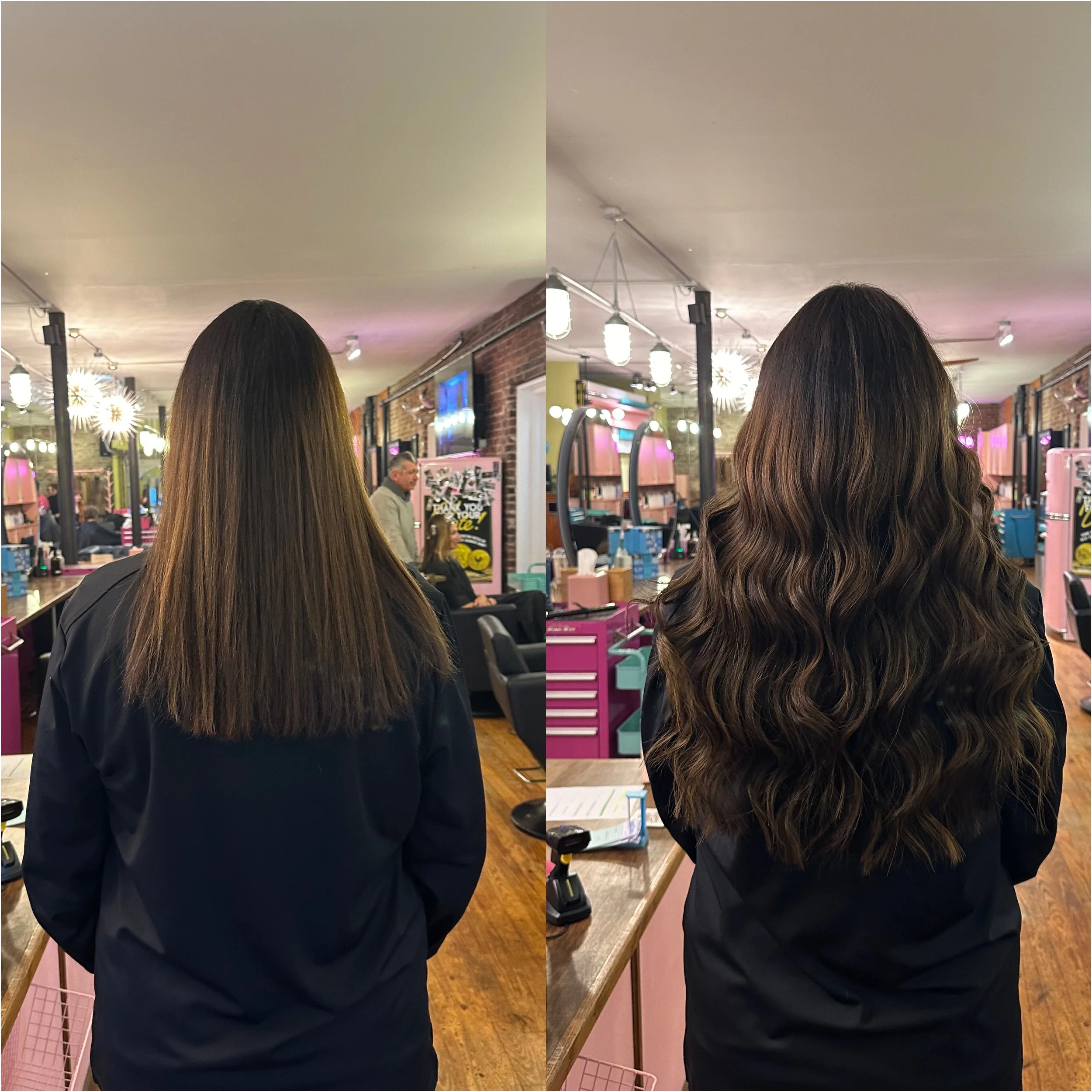 Side-by-side comparison of an extension install at Cha Cha's.