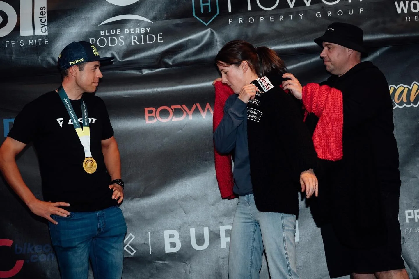 Our 2024 bearers of The Devils Cardigan! 

Congratulations @trekky91 and @courtney.sherwell. 
Your names have been sewn into history! 

Enjoy those potatoes!

-
#thedevilscardigan 
📸@kiphotomedia 
#tasmania #tassiestyle #theoffseason #gravnats24 #ta