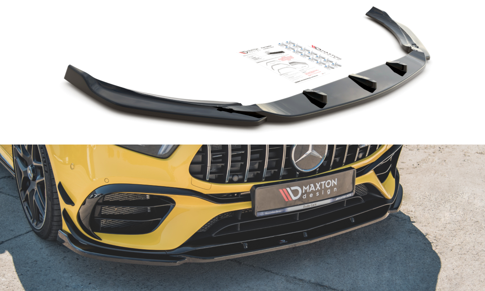 Lame Du Pare-Chocs Avant V.2 Mercedes-AMG A 45 S Aero Pack W177 Noir Brillant