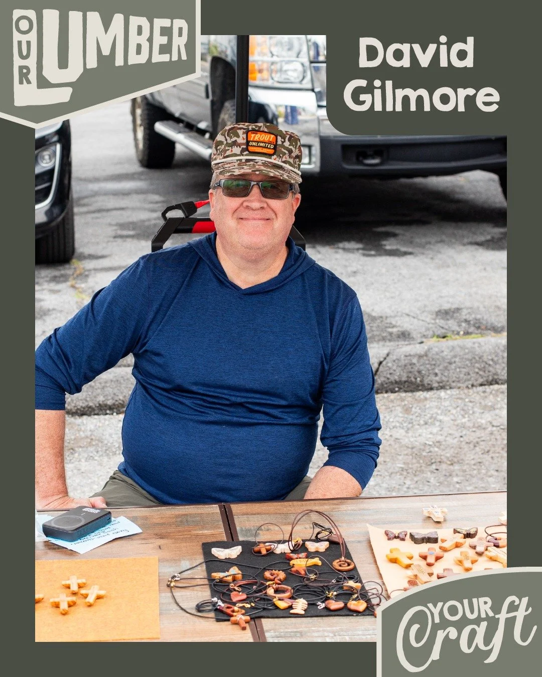 This week’s featured artist was at our Craft Sale back in September, so you may recognize him or his work! David Gilbert specializes in small, hand carved pieces, made from various species of hardwood. 
Many of the pieces in these pictures were