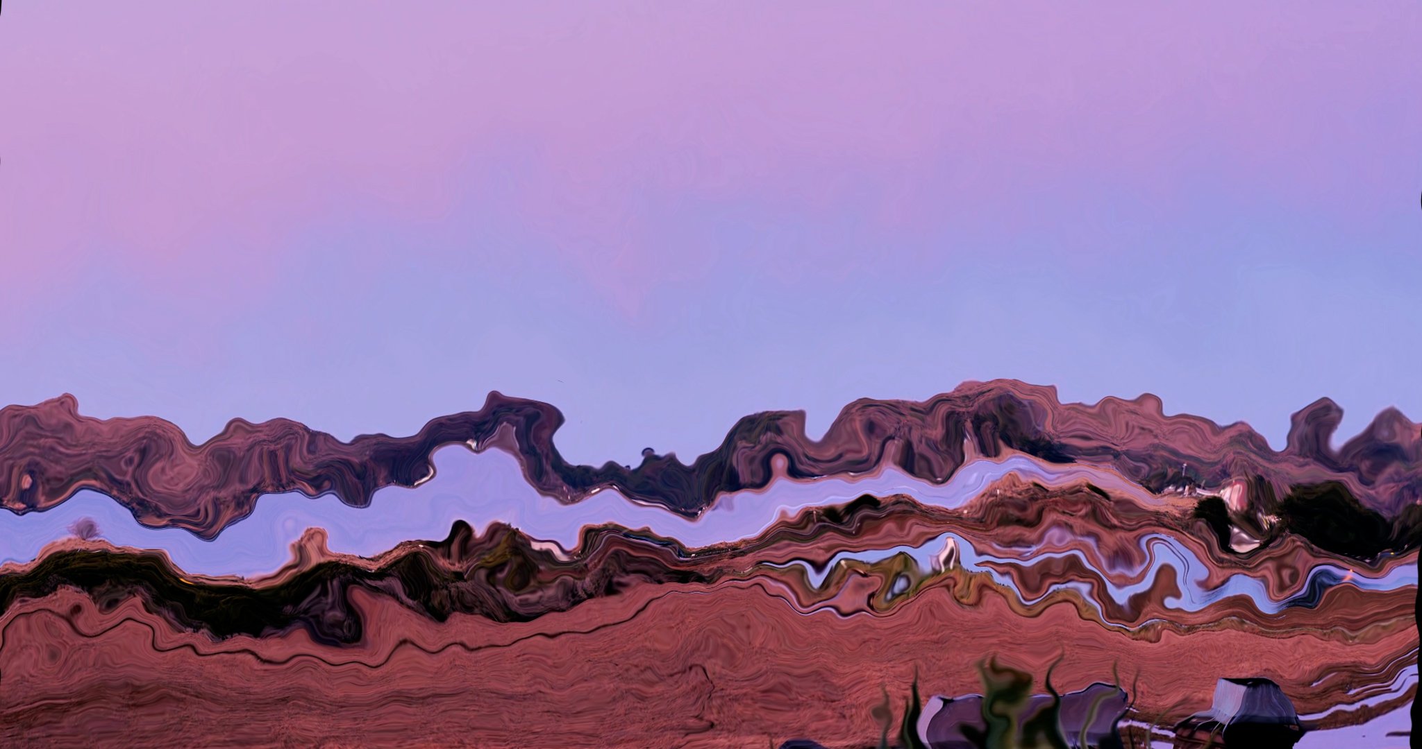 a digitally-warped desert landscape