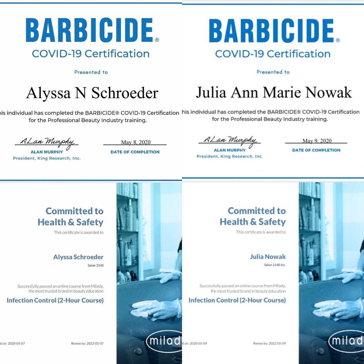 #barbicidecovid19certified#miladyinfectiousdiseasecertification#saloneducation