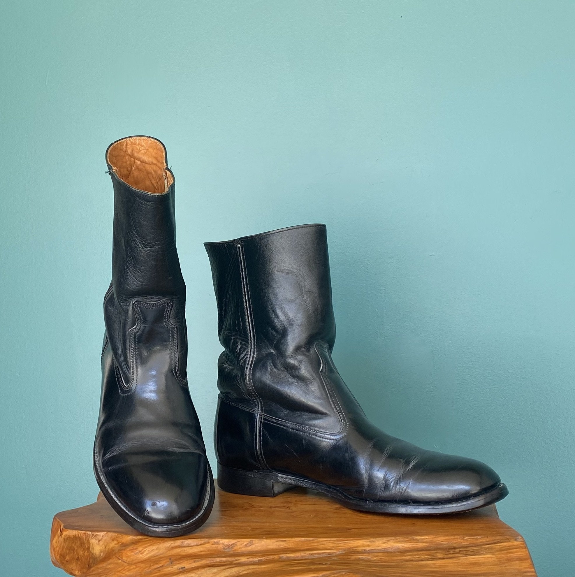 Vintage 70s Mens Frye Black Leather Boots — Tara Lyn Evans
