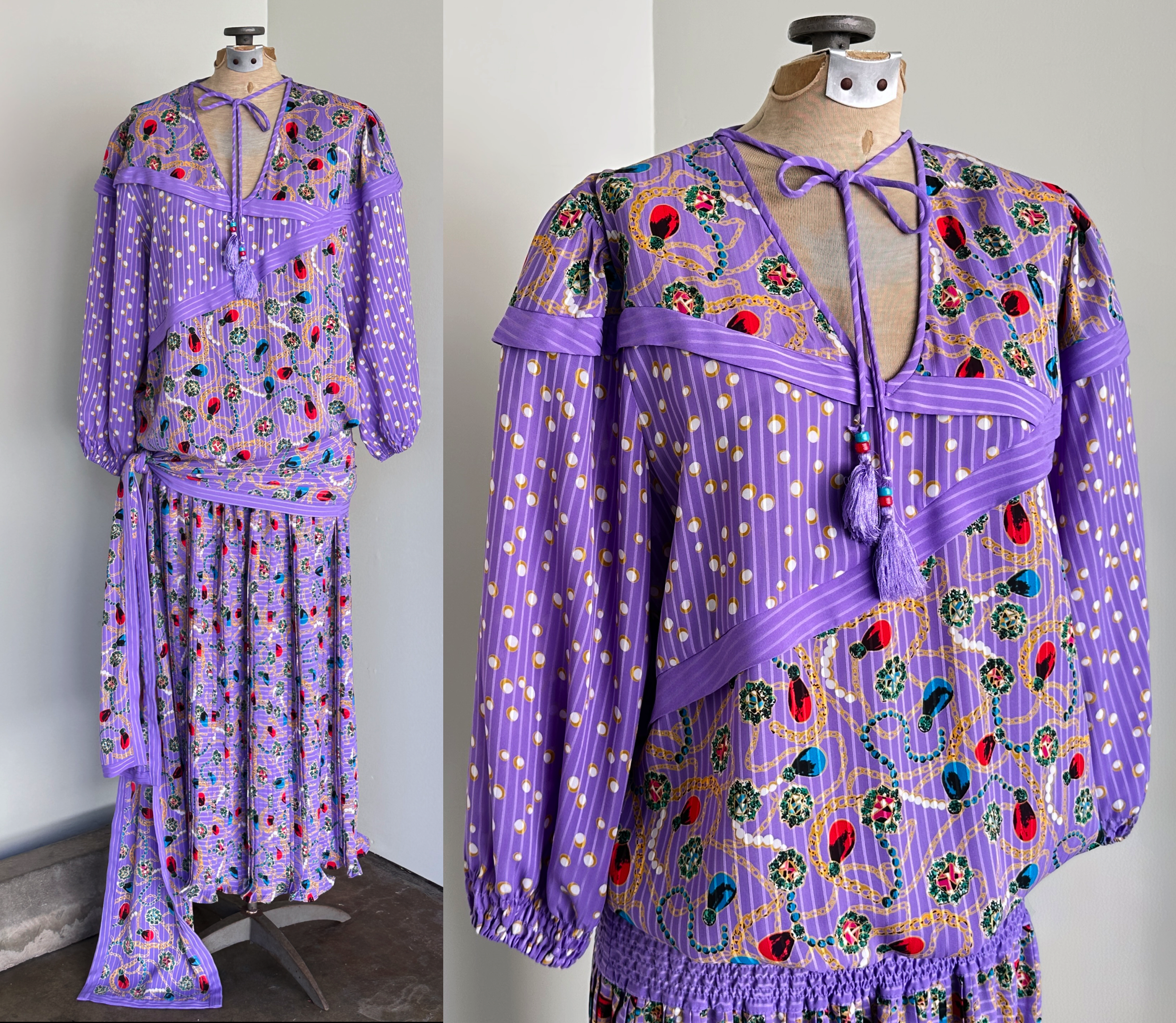 Diane Freis Lavender Patchwork Print Dress
