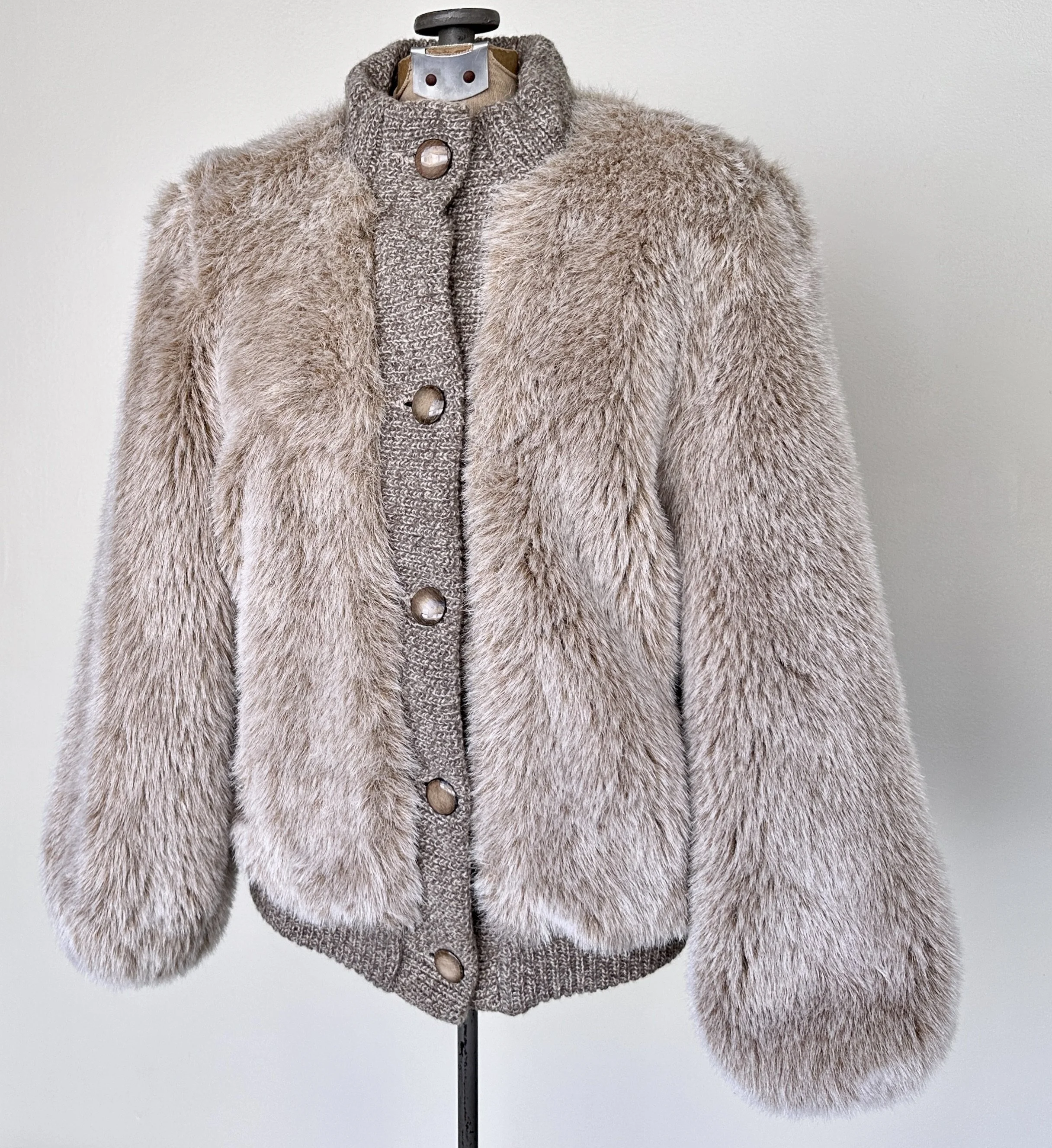 Vtg 80s Faux Fur Bomber