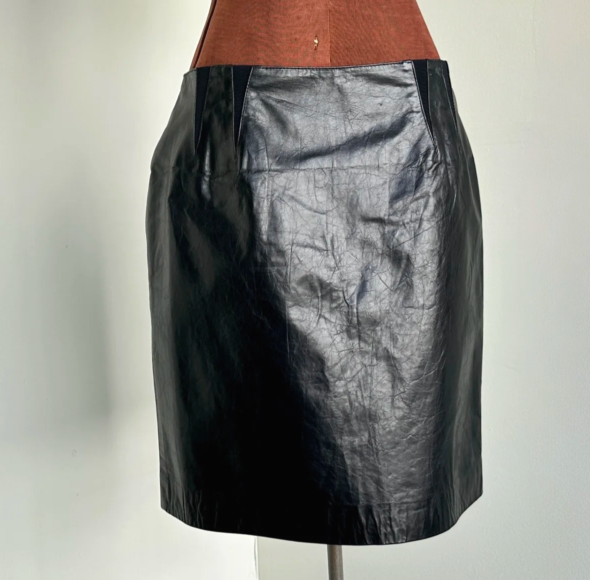 Vtg 90s Anne Klein Leather Skirt