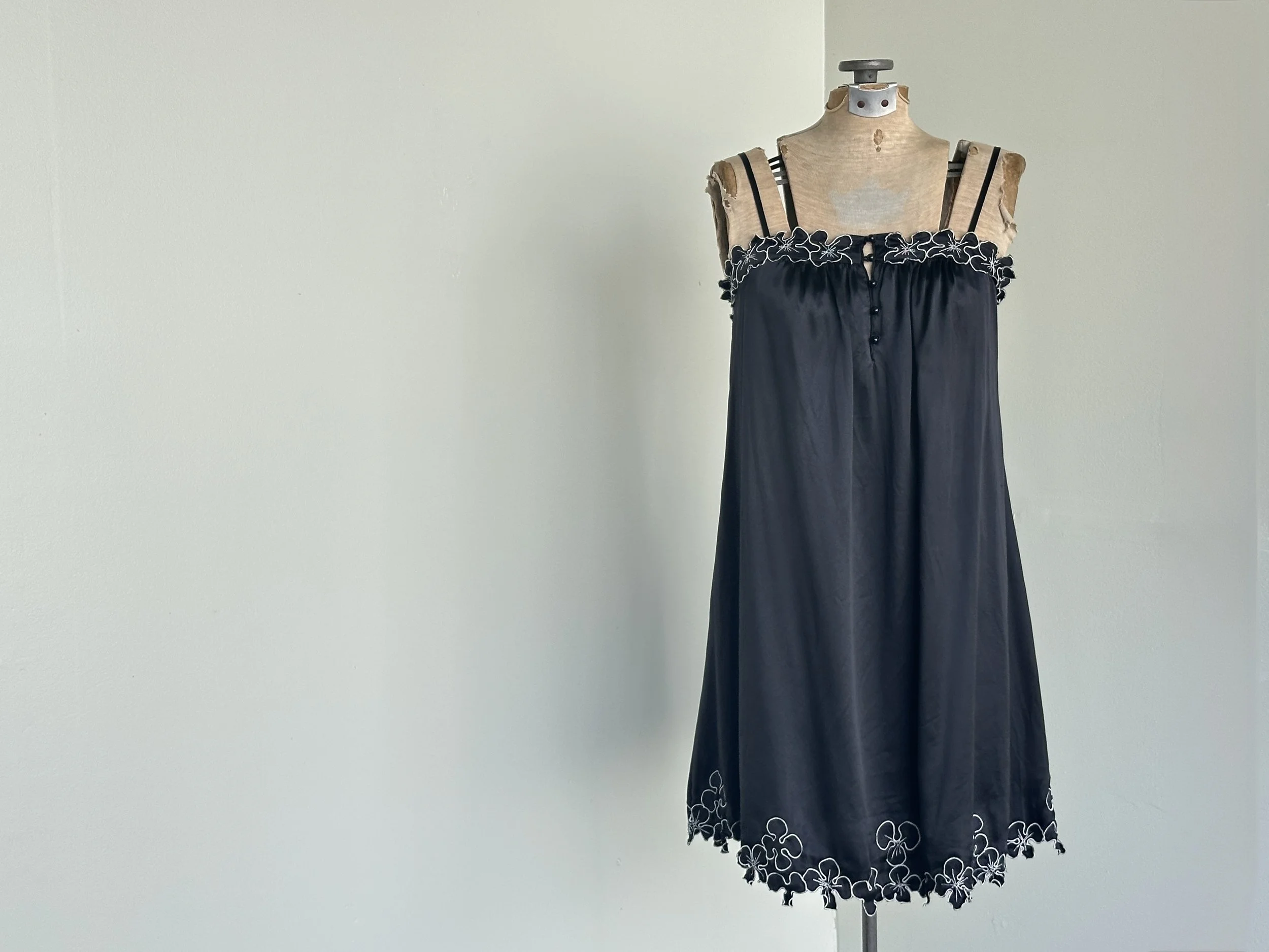 Vtg Silk Babydoll Nightgown Dress