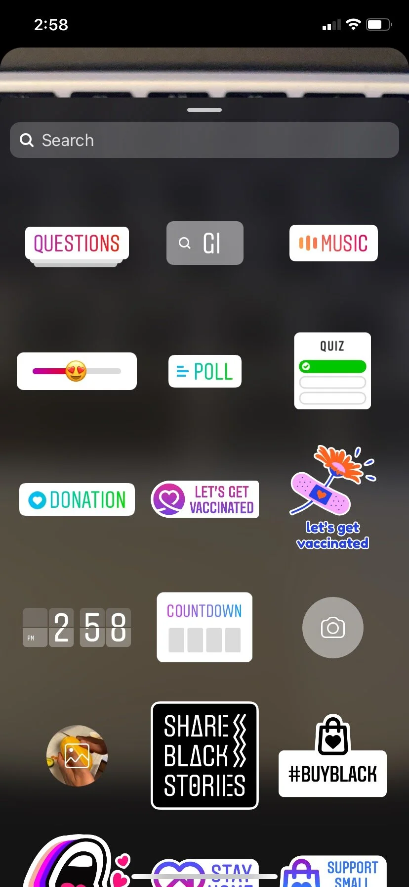 Figure 6: Instagram offers “Let’s get vaccinated” stickers to encourage users to spread positive vaccine stories over social media.