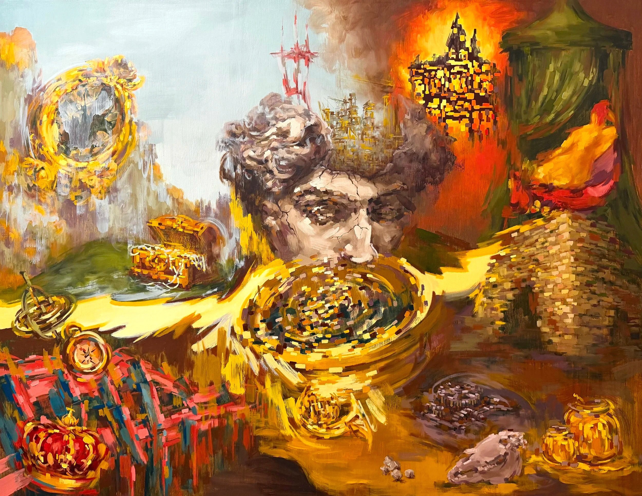 The Vision of the Observer (after Hieronymus Bosch). 35x46" oil paint on panel
