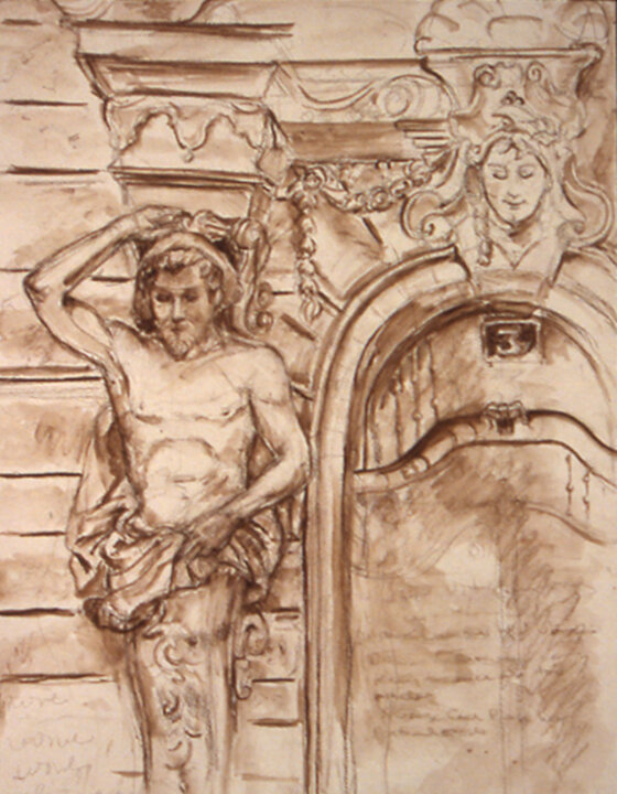 Studio, Vienna #1, pastel and charcoal, 16.5 x 11.5 in