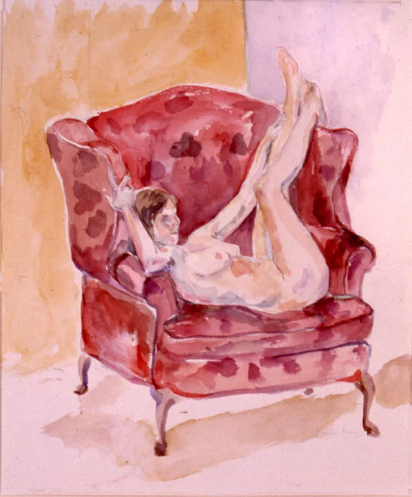Model in Red Chair       watercolor       16 x 14 in.