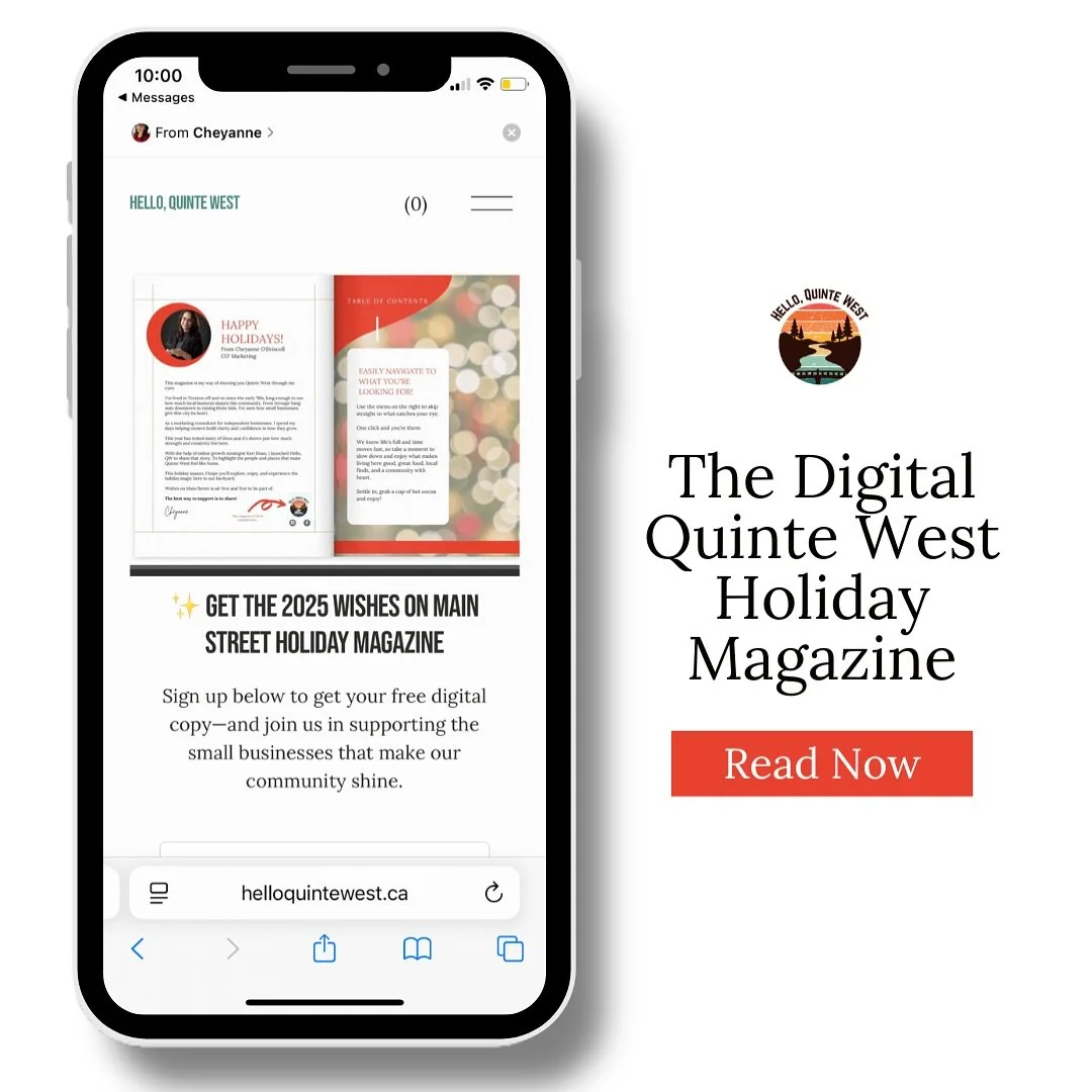 The 2025 Quinte West digital holiday magazine is available now! It&rsquo;s filled with local events and gift ideas from our small businesses.

This publication is really well done again! 

Congratulations, Cheyanne, @comarketingconsultant for support