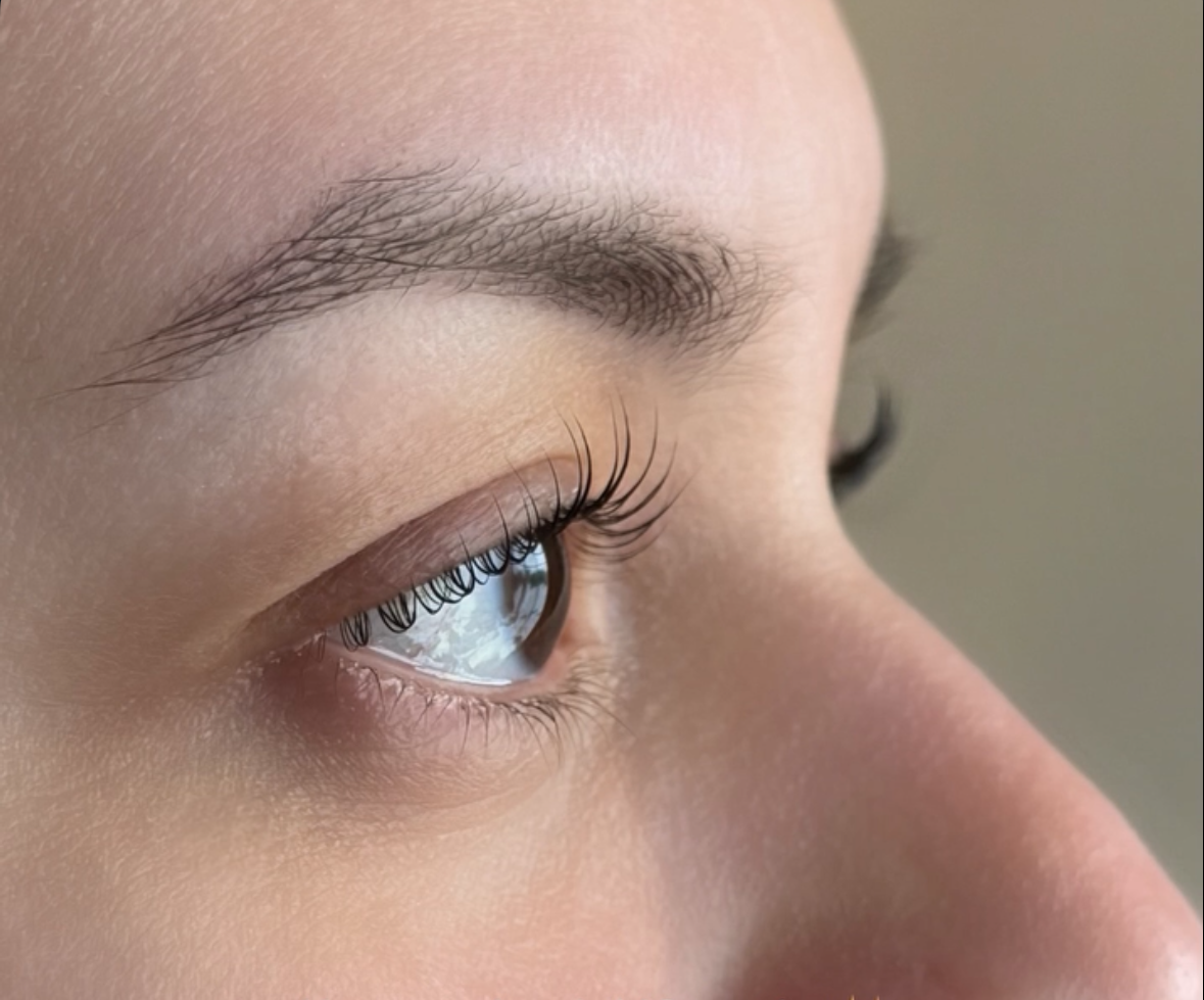 Close-up of lifted natural lashes, Korean Lash Lift training at Arlis Artistry in Alpharetta