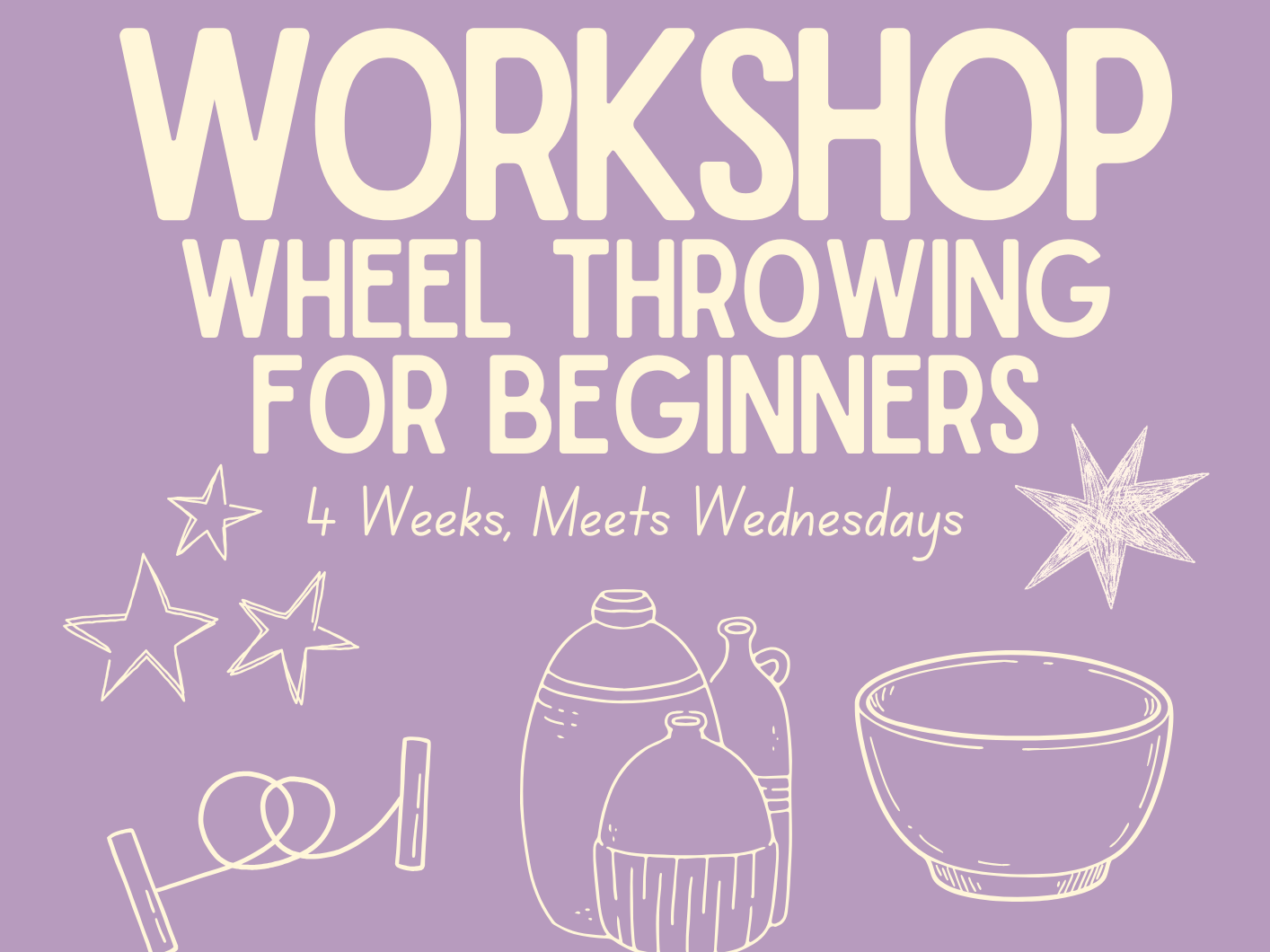 Intro to Wheel Throwing - 4 Weeks Beginners Workshop - Starts 9.2