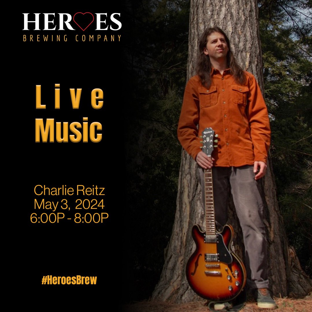 THIS Friday! @charliereitzmusic brings his talent to Heroes! His musical stylings span the genres of rock, blues, bluegrass, country, singer-songwriter, and folk music. Improvisation is a big part of Charlie's live set and no set is ever repeated&mda