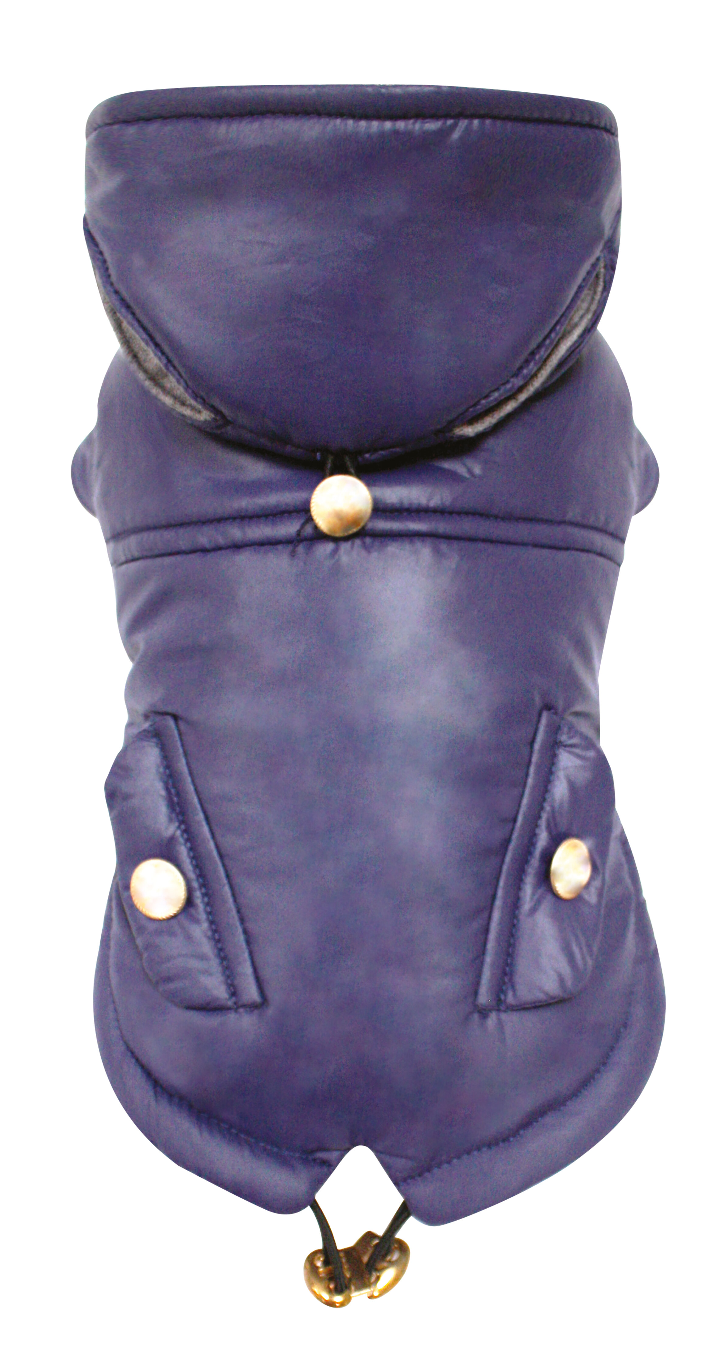 blue puffy winter dog coat