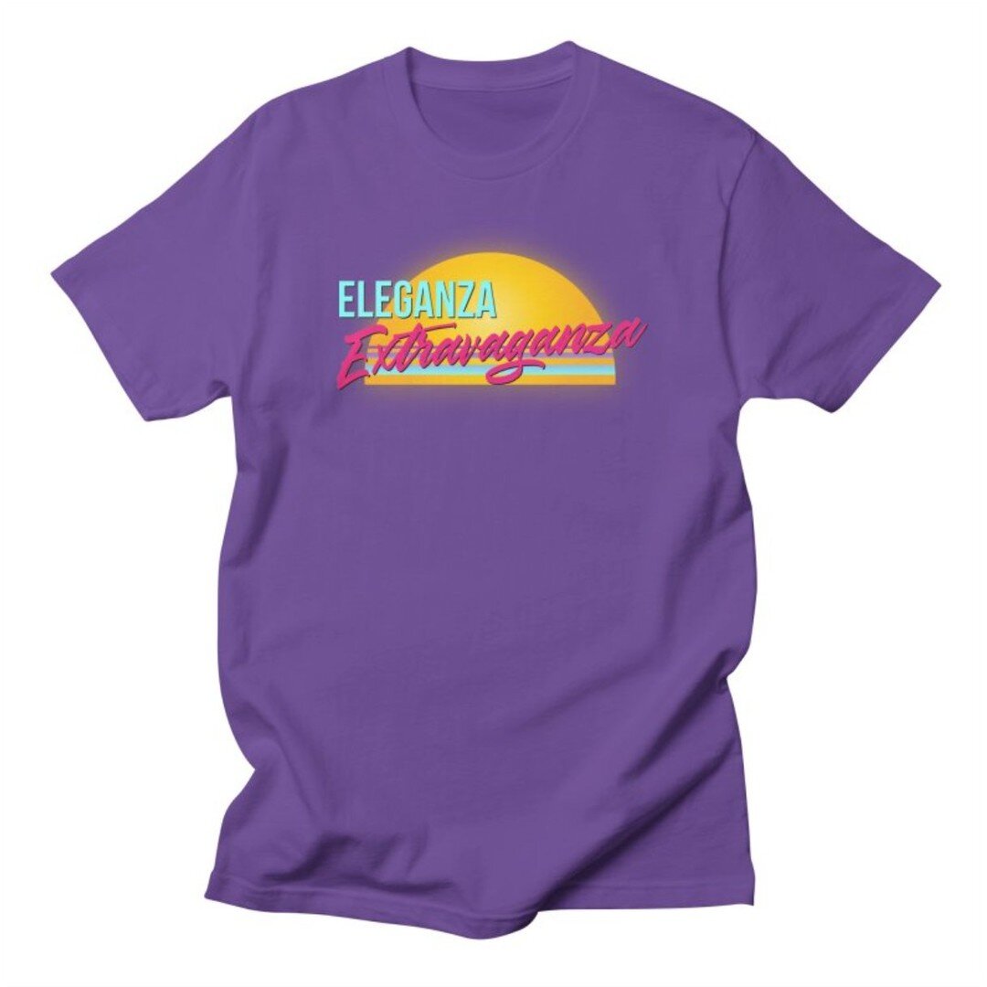 #Pride Merch Breakdown! Get into that Eleganza Extravaganza! This retro, vapor wave inspired design is dripping in opulence, get yours today on shirts, leggings, socks, sneakers, bags, buttons, stickers, and much more! You Own Everything! Link in bio