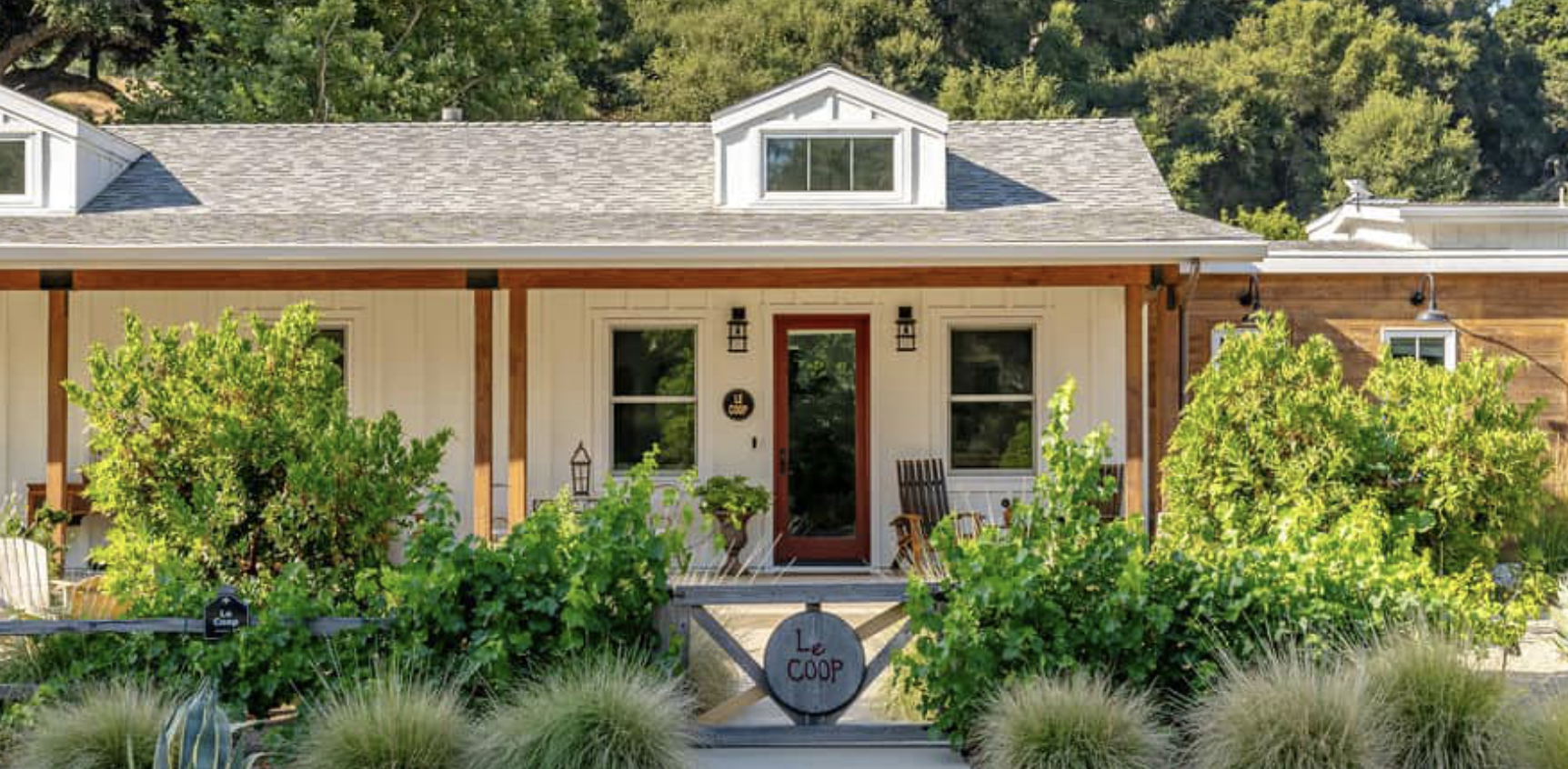 Le Coop is a cozy, design-forward guest cottage at Farm Blanc et Rouge in Paso Robles, blending rustic charm with French-inspired style and total privacy.