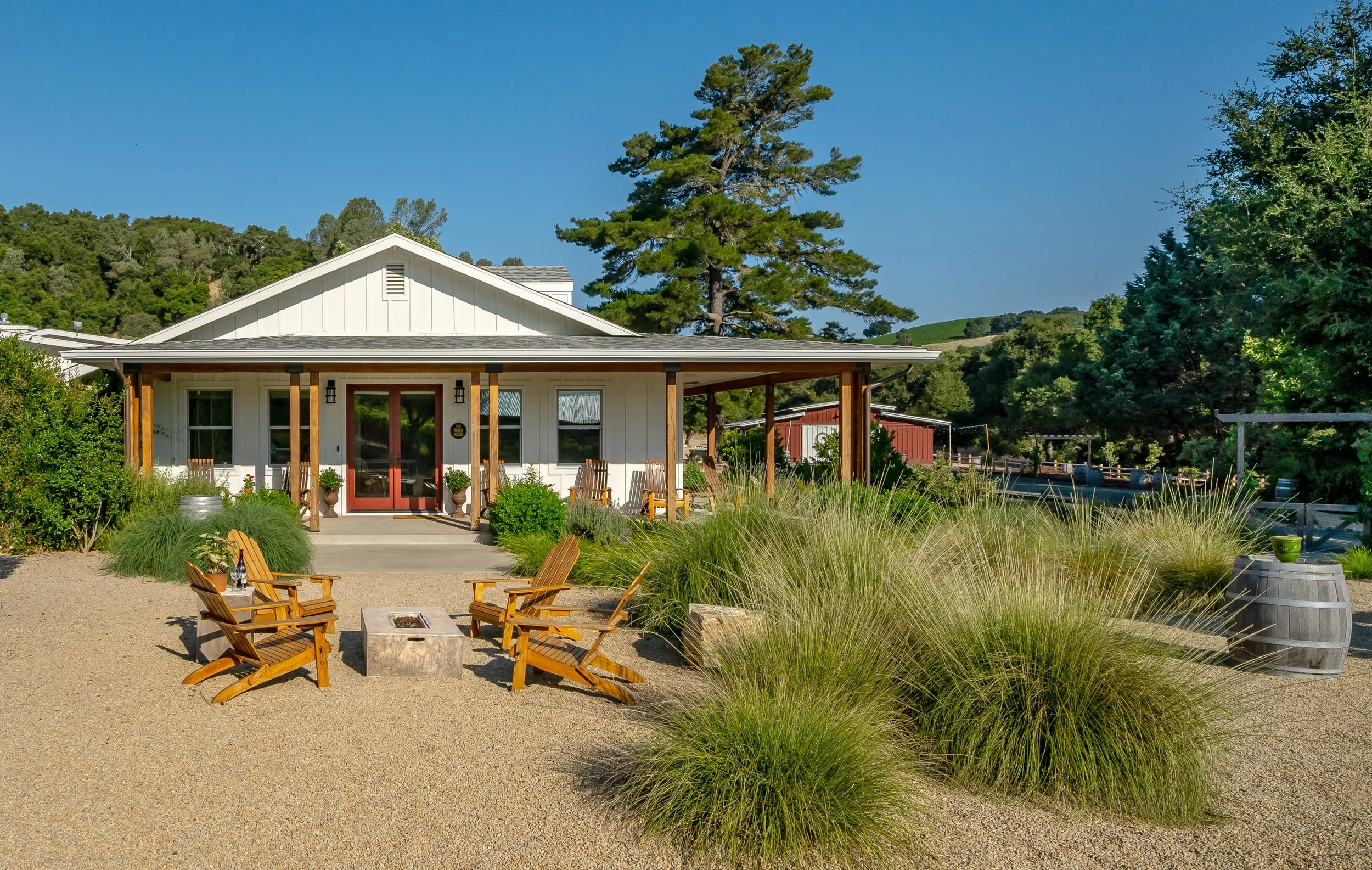 The Ranch House is a private, two-bedroom guest residence at Farm Blanc et Rouge in Paso Robles, offering serene views, rustic charm, and modern comforts.
