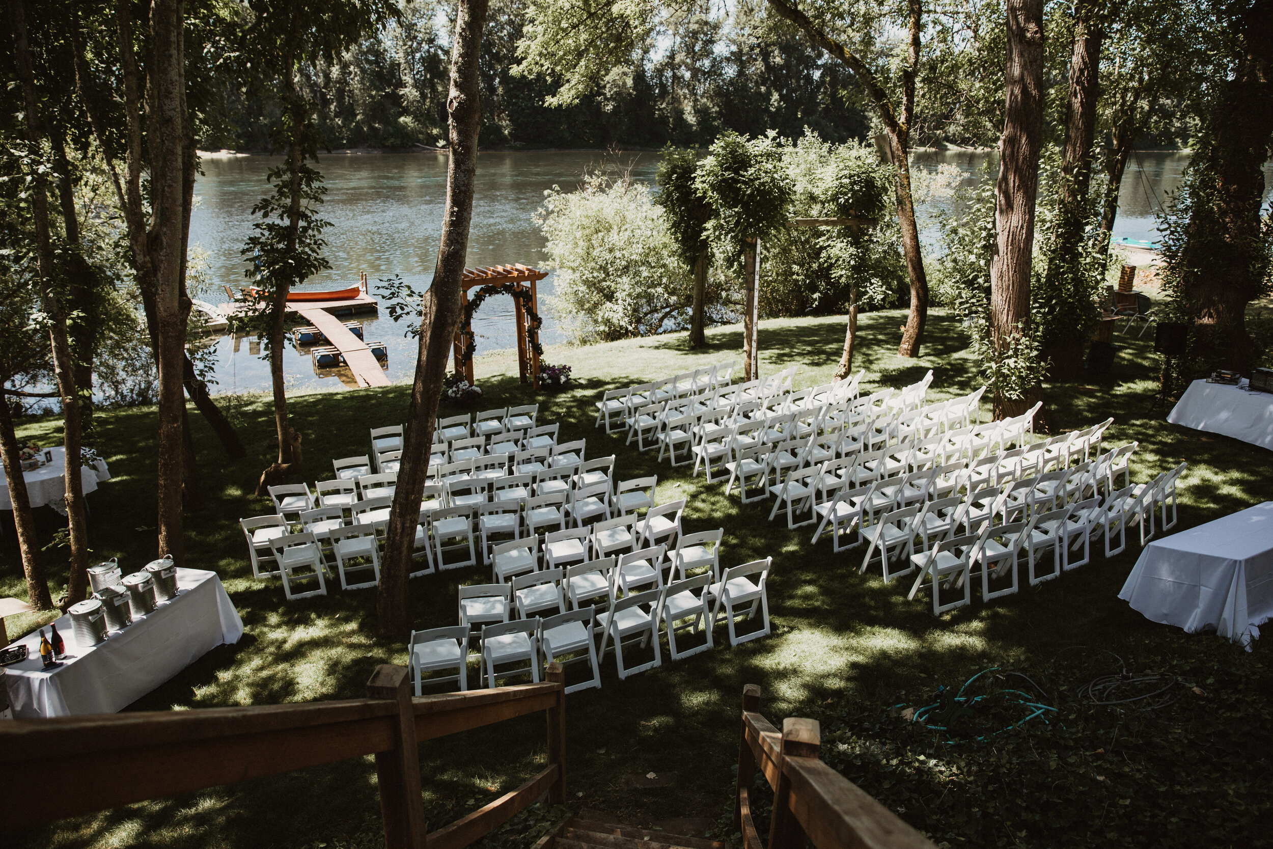 CIERRA &amp; ADAM ceremony with water behind -SALEM OREGON