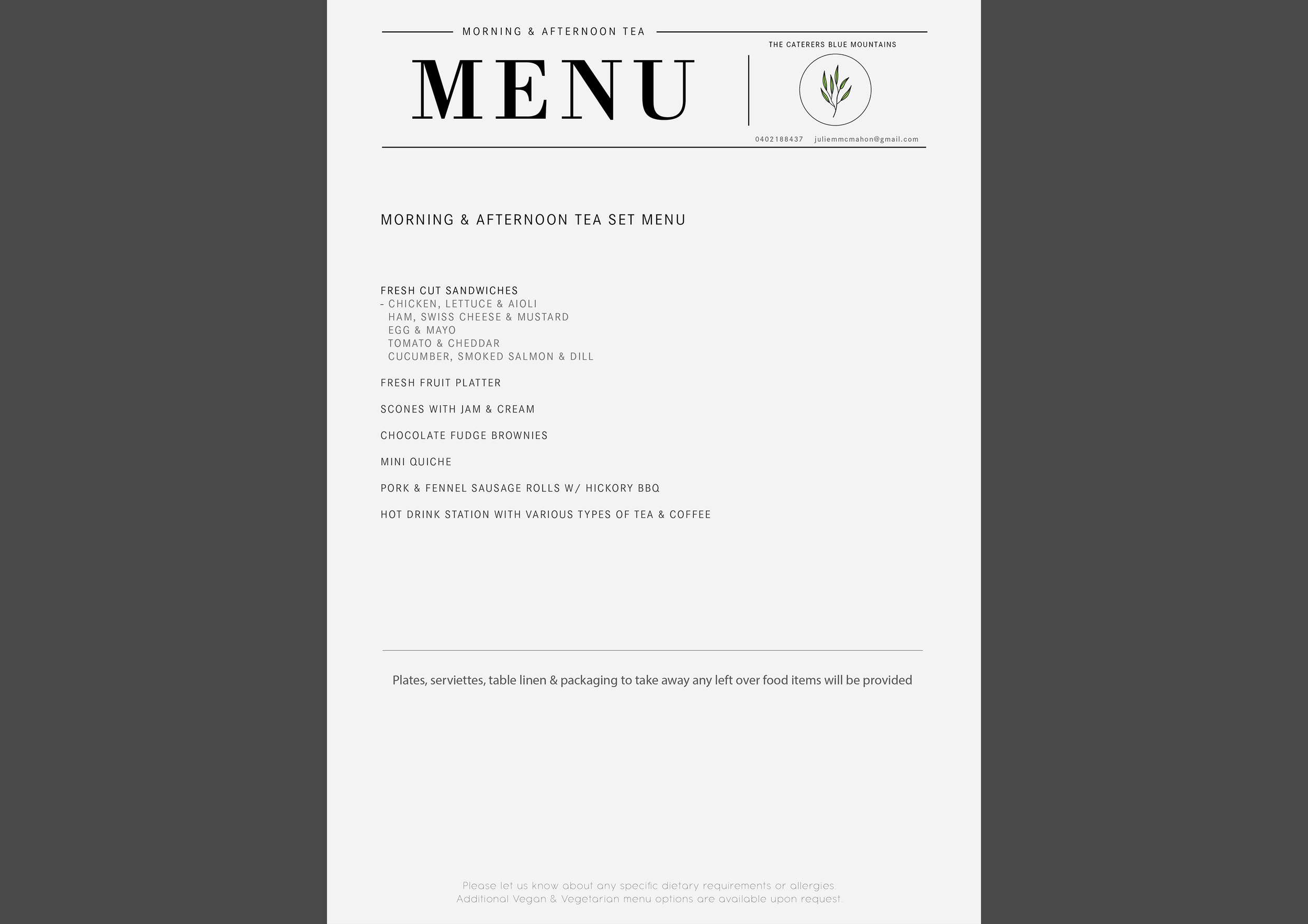 Morning & Afternoon Tea Menu