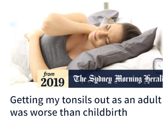 "But suddenly, on Day Four, I was in horrible pain. Even more alarmingly, my uvula – a tiny organ I'd barely ever noticed – had swollen to the size of a small rockmelon. It was horrifying."