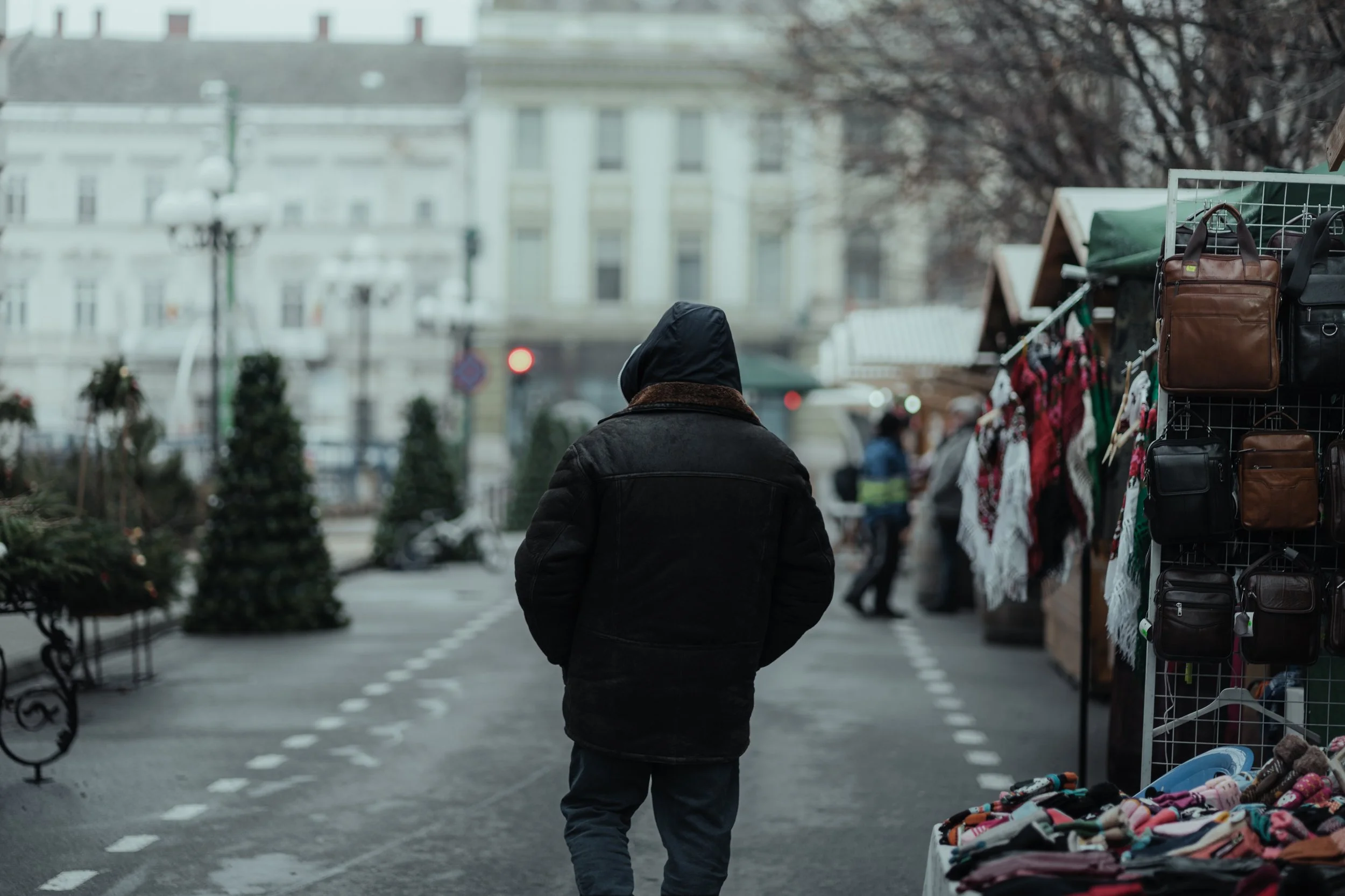 Man walking in the Christmas Market