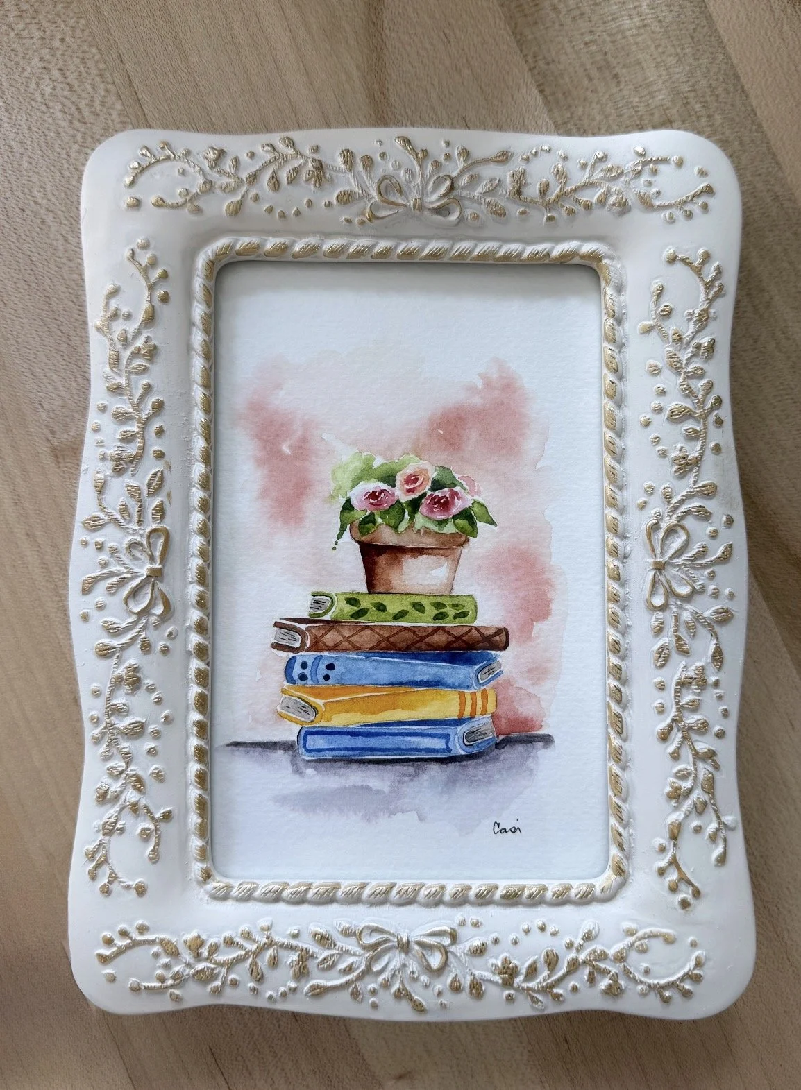 "Book Lover" - Framed Original 6x8
