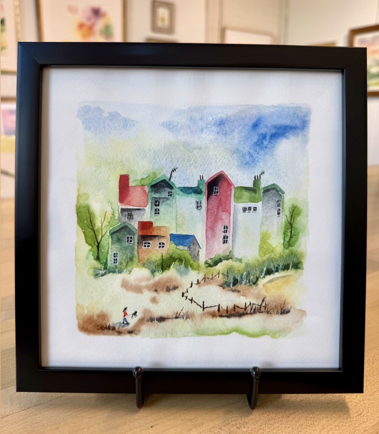 "Houses in our Village" - Framed Original 8x8