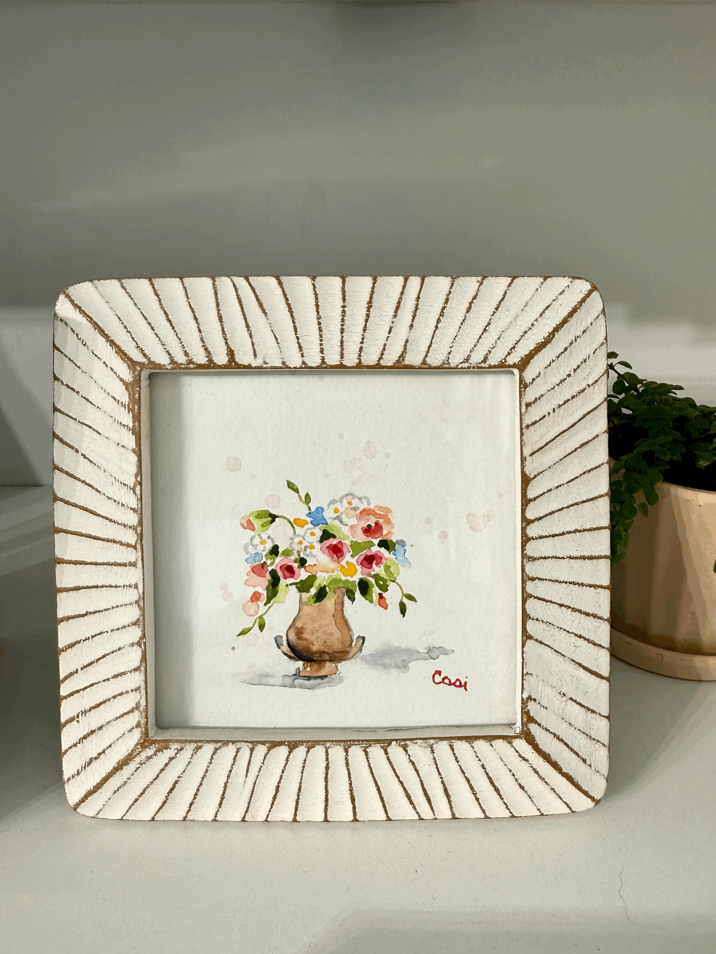 "Remains of the Day" - Framed Original Watercolor 5x5