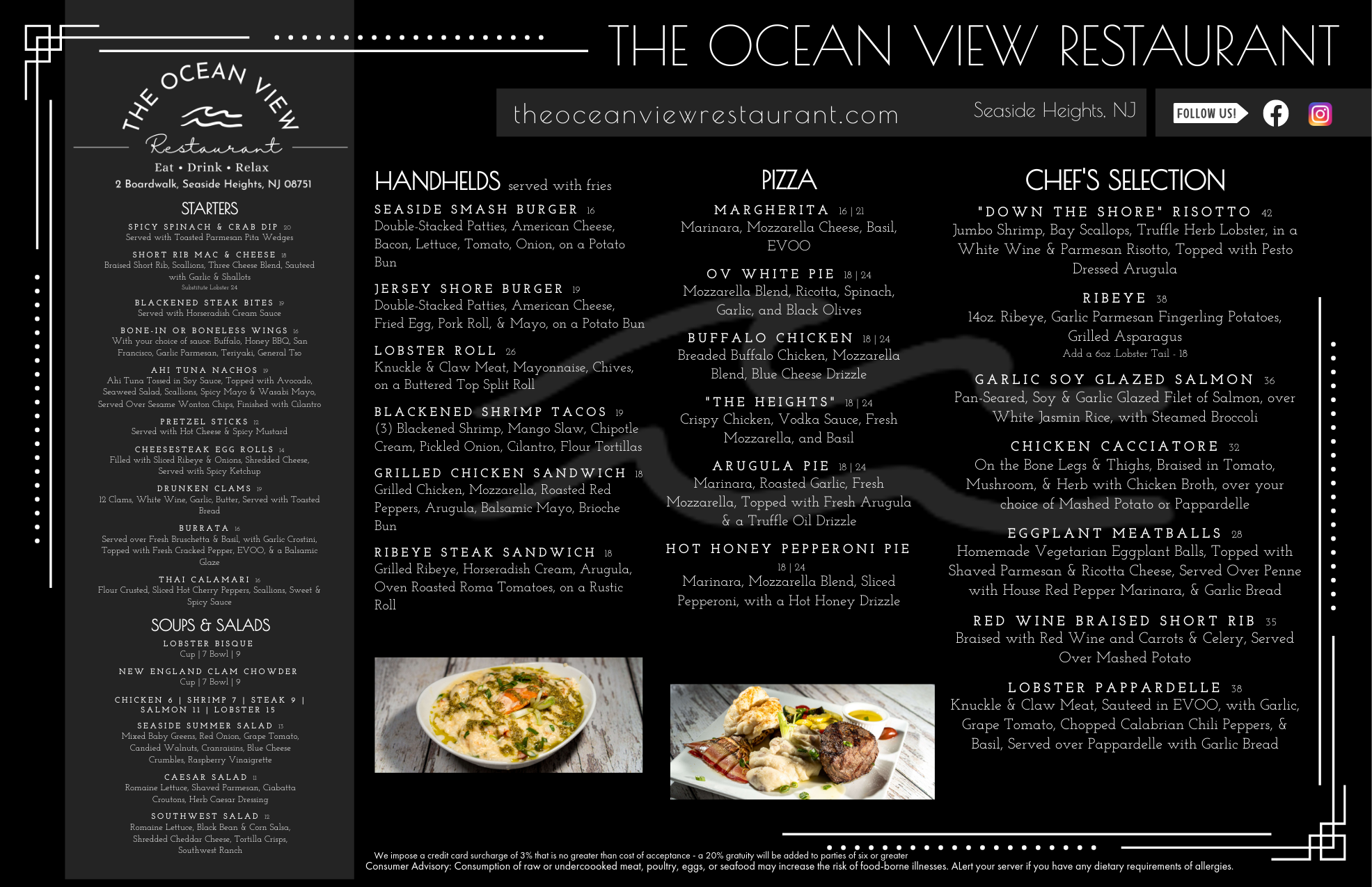 Menus & Weekly Specials — The Ocean View Seaside Heights, NJ