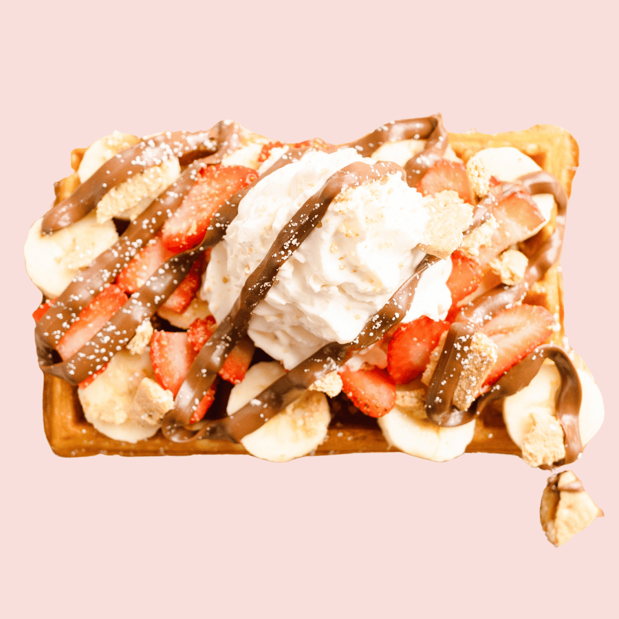 Berry Nuts: strawberries, bananas, Nutella, graham cracker crumble, whipped cream