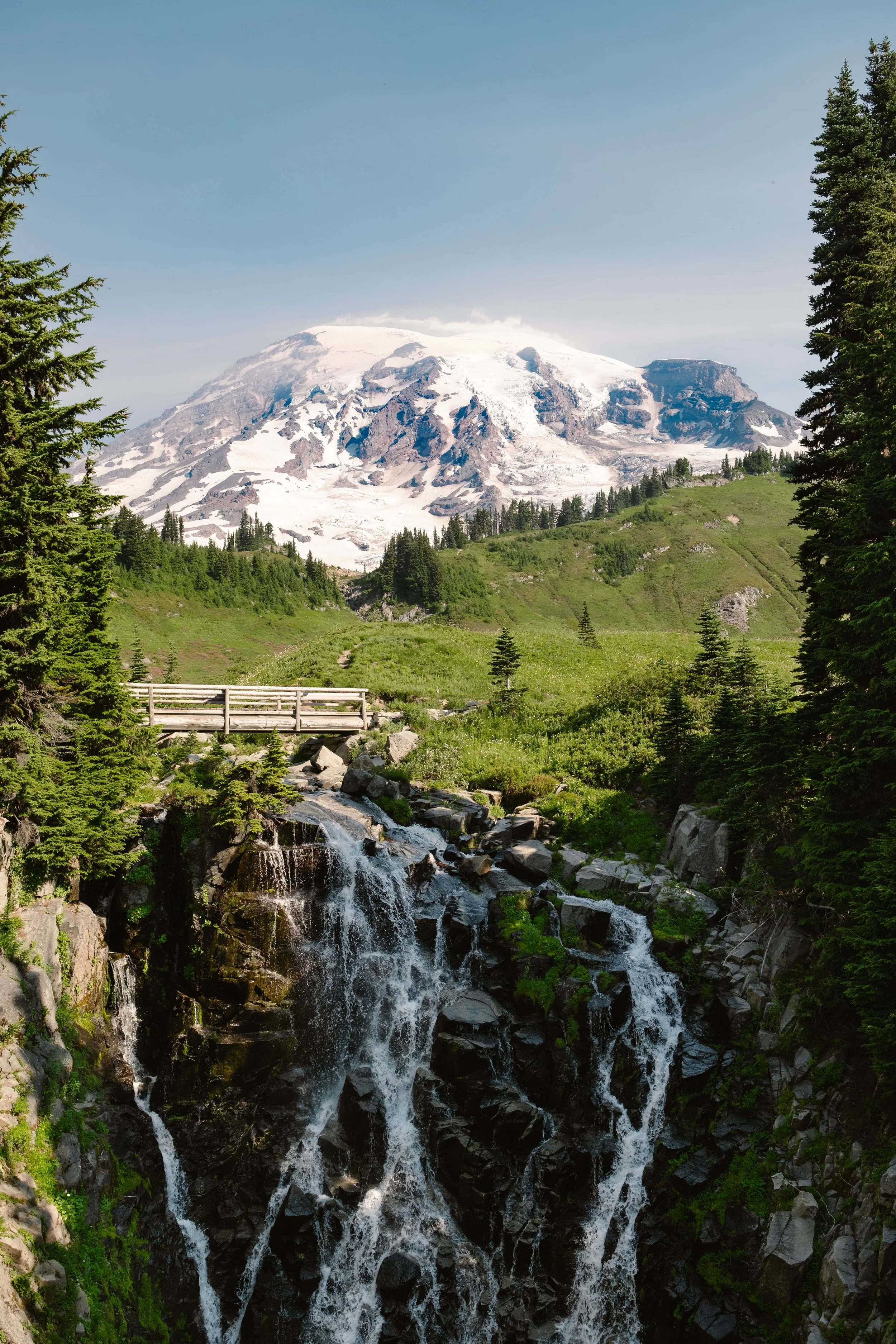 Myrtle Falls in July at Mount Rainier National Park