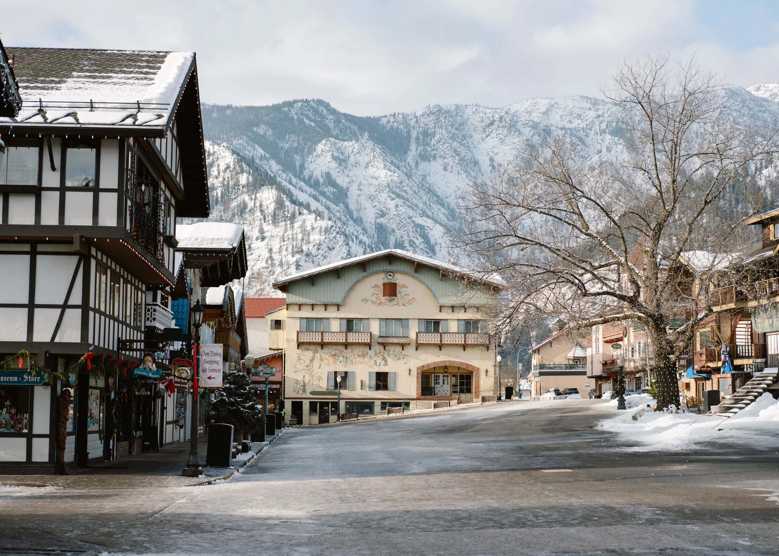 downtown Leavenworth in winter
