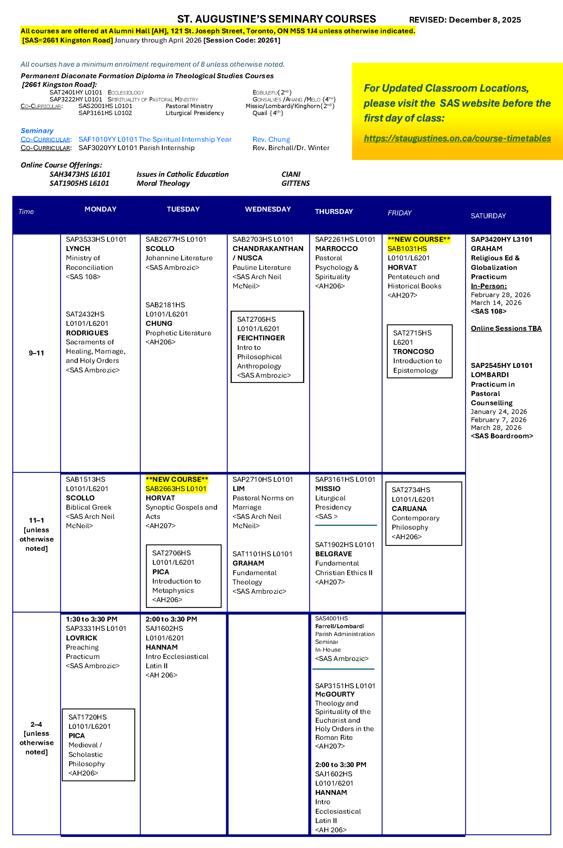 SAS Timetable PDF
