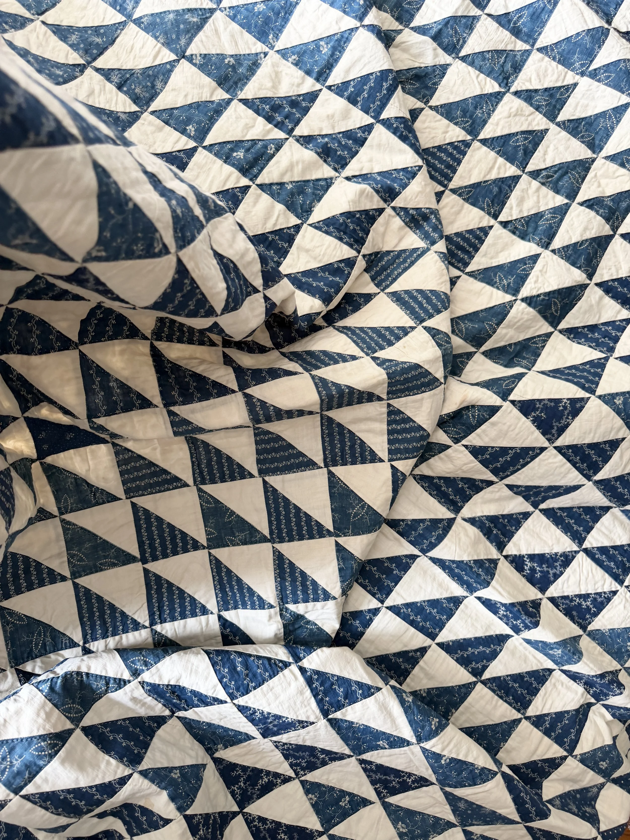 Indigo Ripples Triangles Quilt