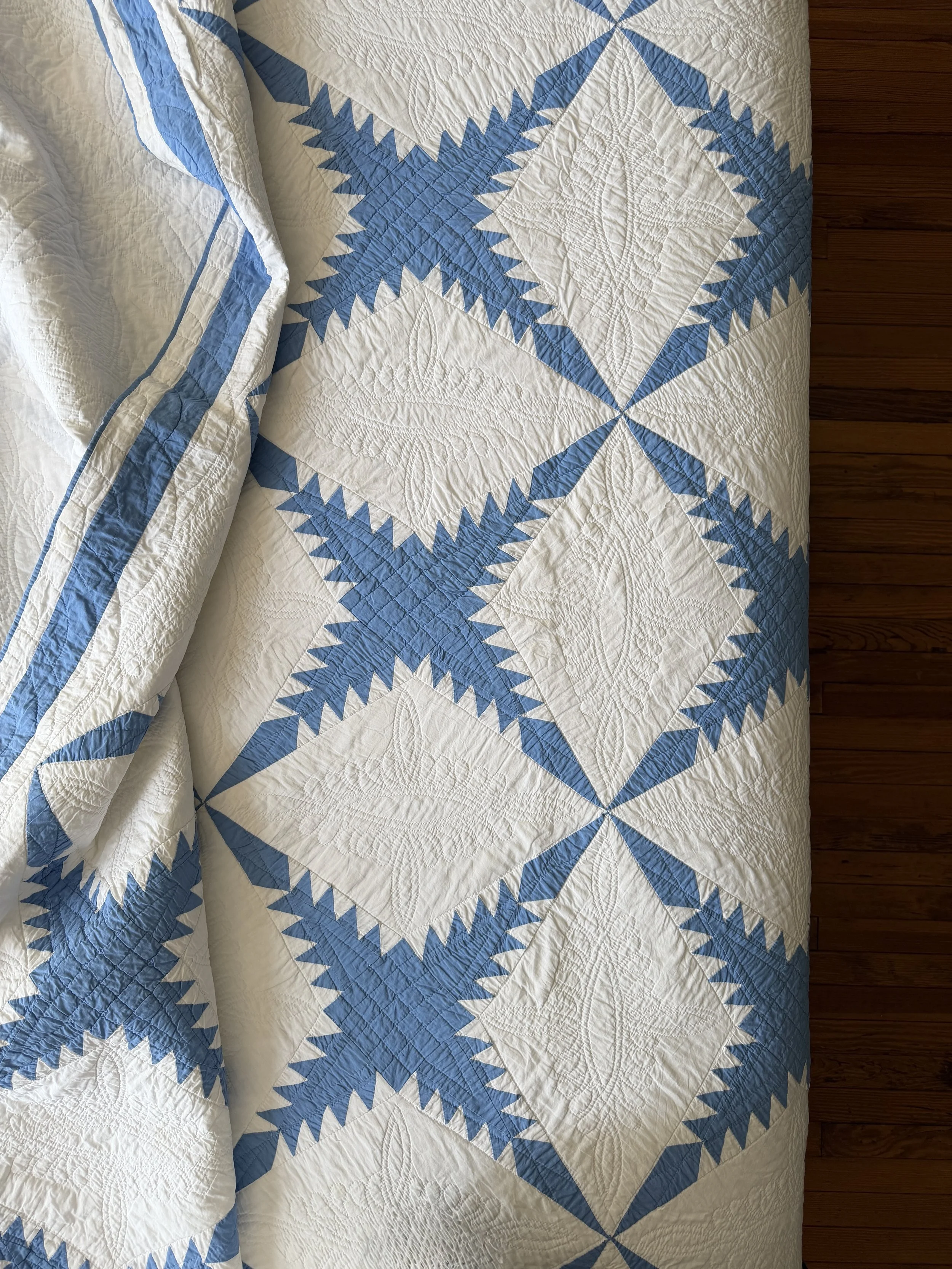Azure Feathered Cross Quilt