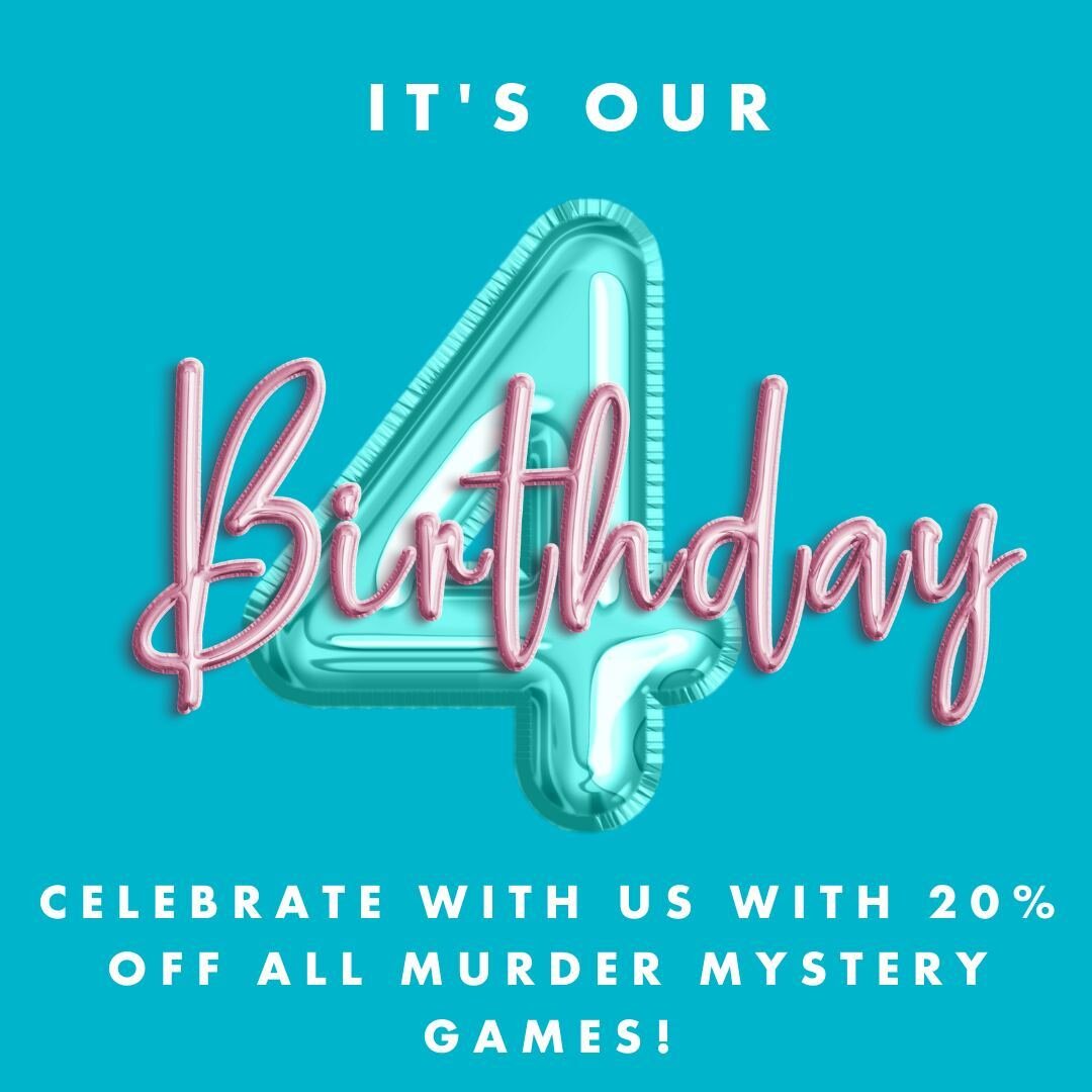 We are wrapping up our birthday weekend with 20% off all murder mystery games! Shop now with the link in our bio and grab your game for your own birthday or special occasion!